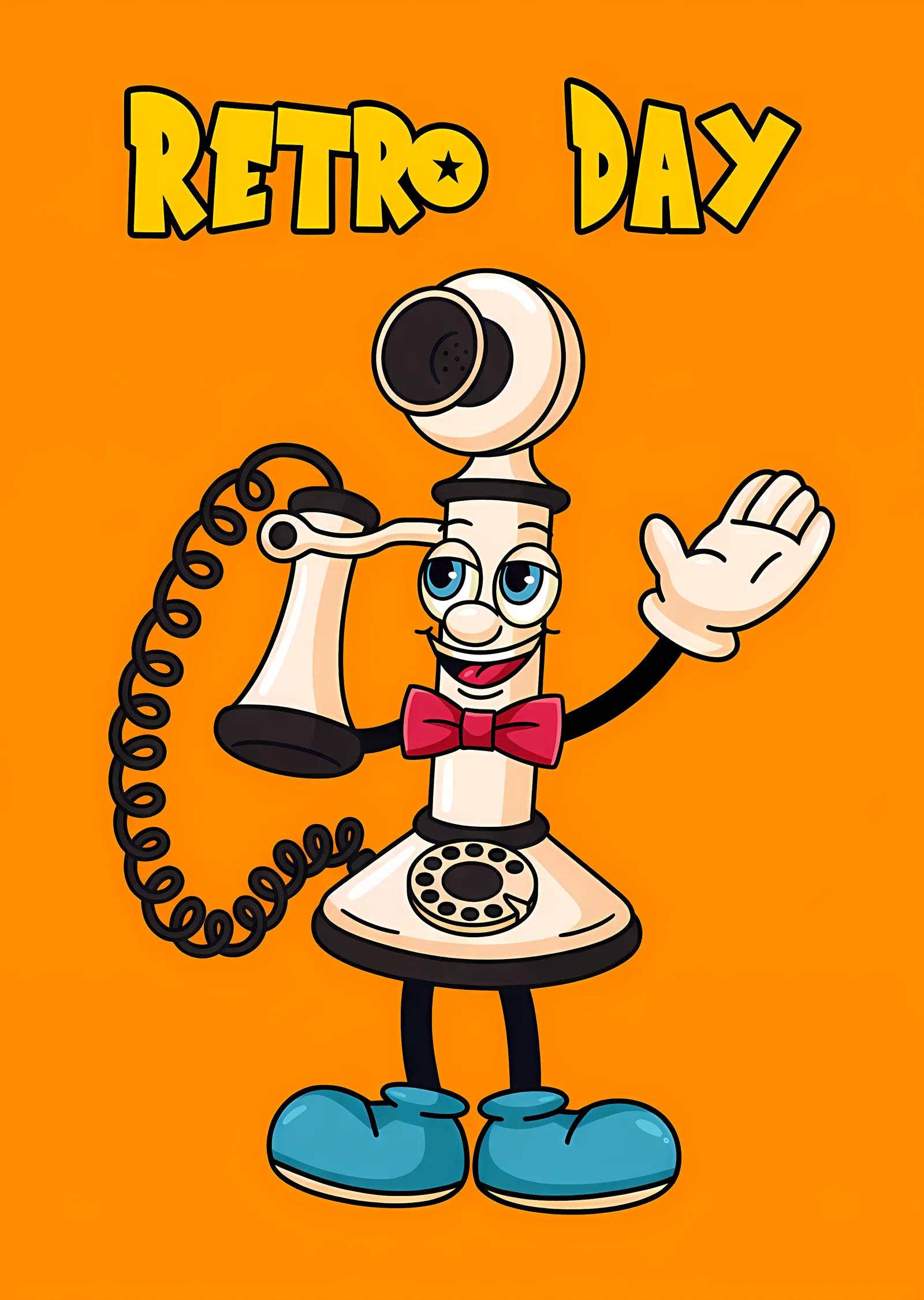 Retro Day - Çizgi Film Telefon metal tablo