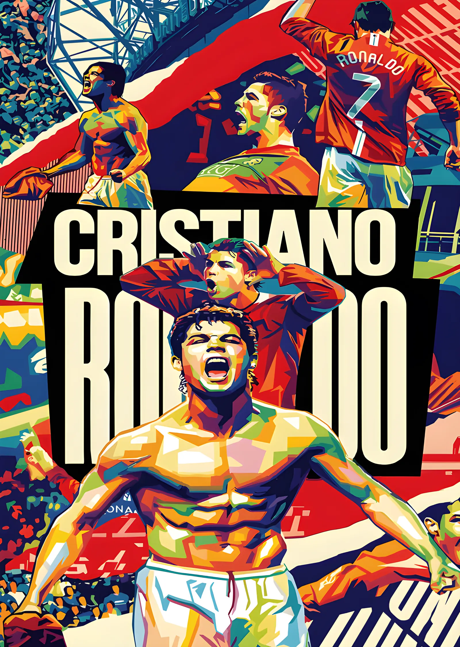 Cristiano Ronaldo - Pop Art Kolaj metal tablo