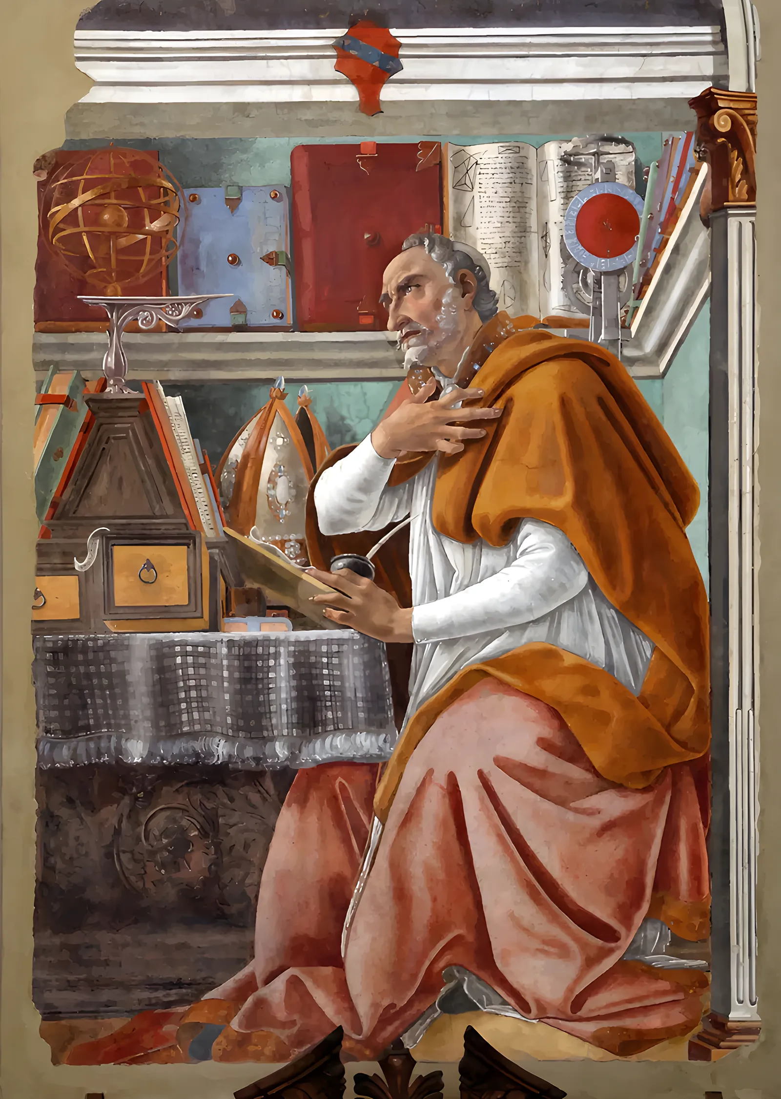 Botticelli - Çalışma Odasında Aziz metal tablo