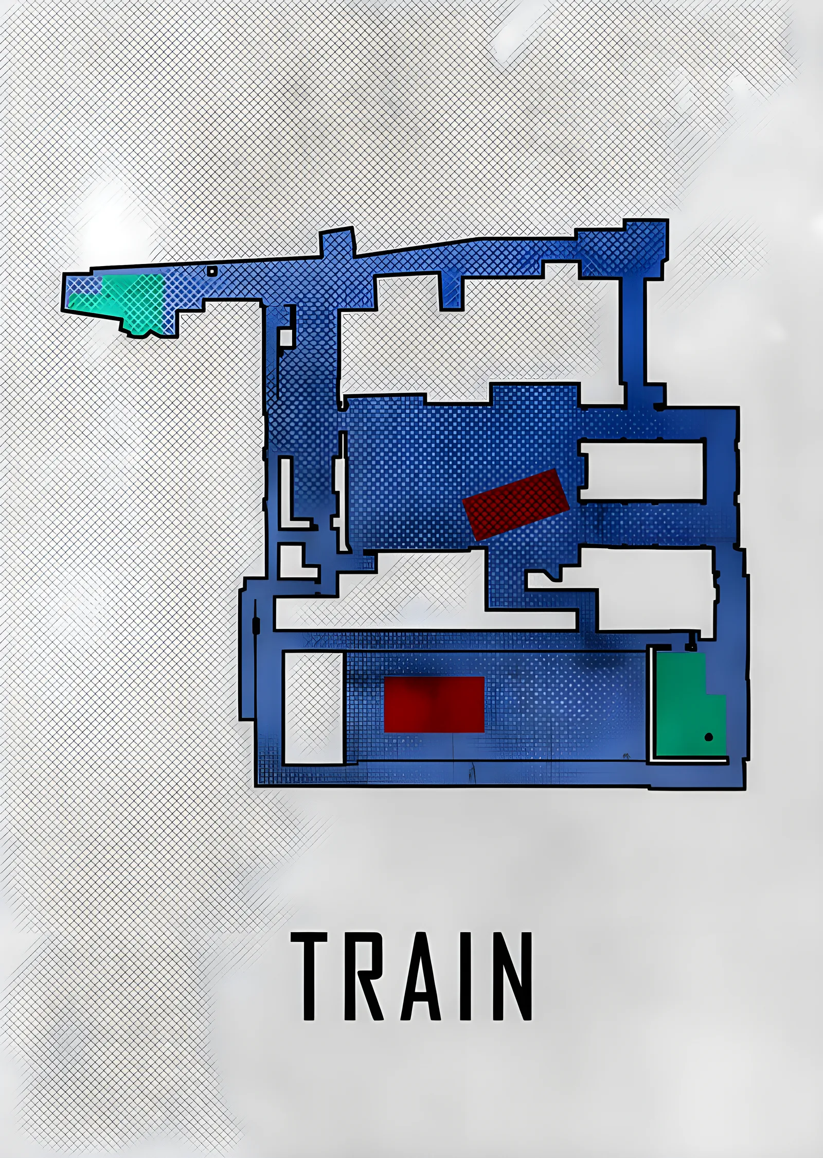 Counter-Strike Train - Mavi Harita Planı metal tablo