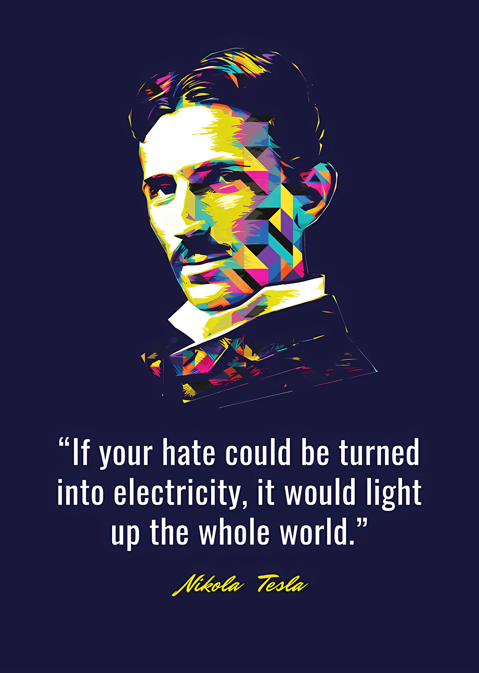 Nikola Tesla - Nefret ve Elektrik metal tablo