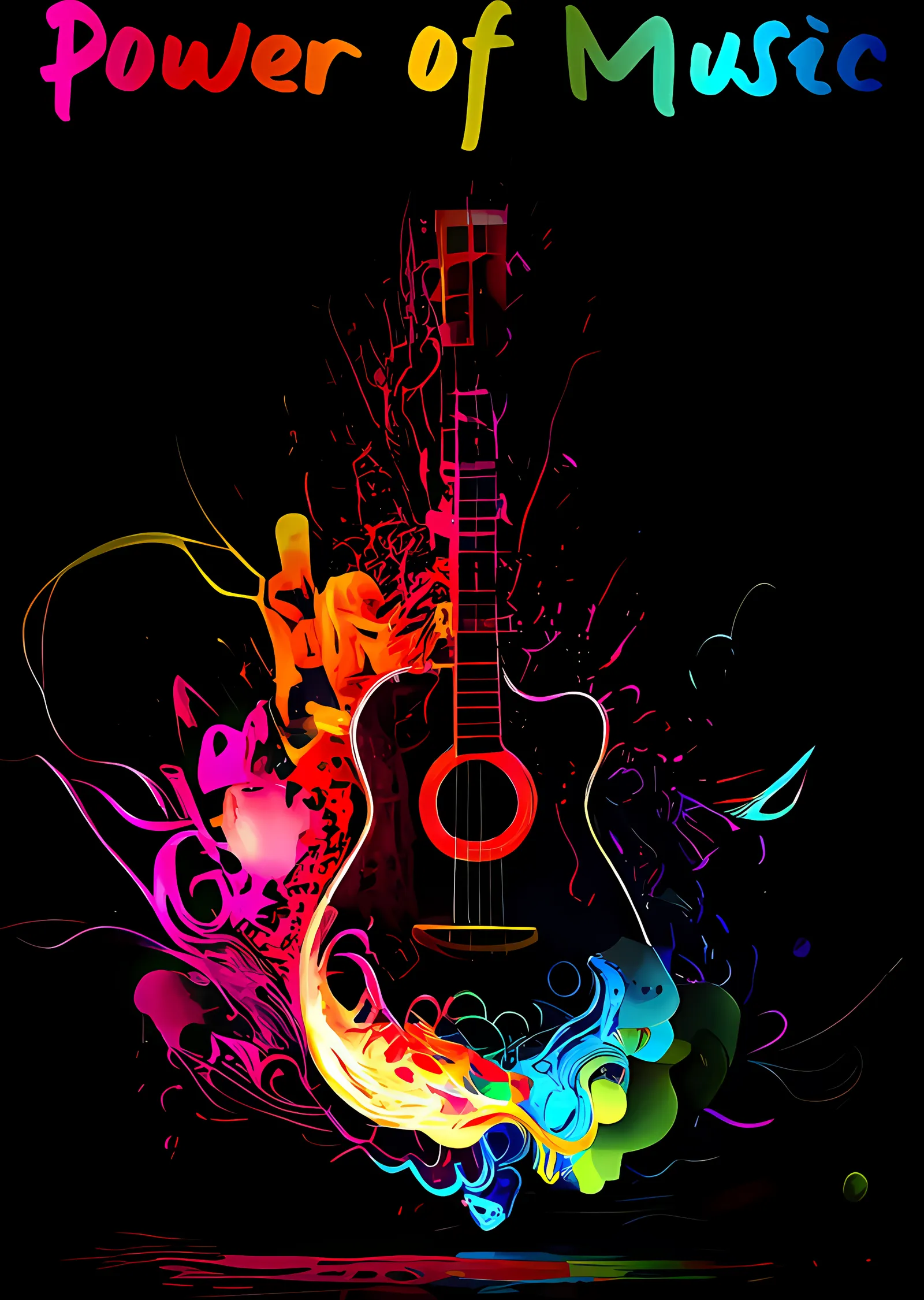 Power of Music - Renkli Gitar metal tablo