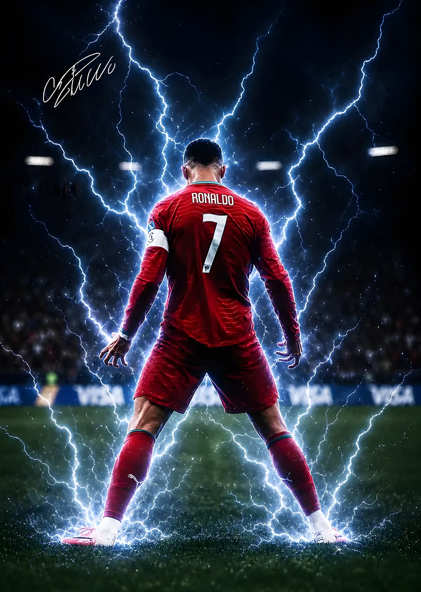 Cristiano Ronaldo - Şimşekli Stadyum metal tablo