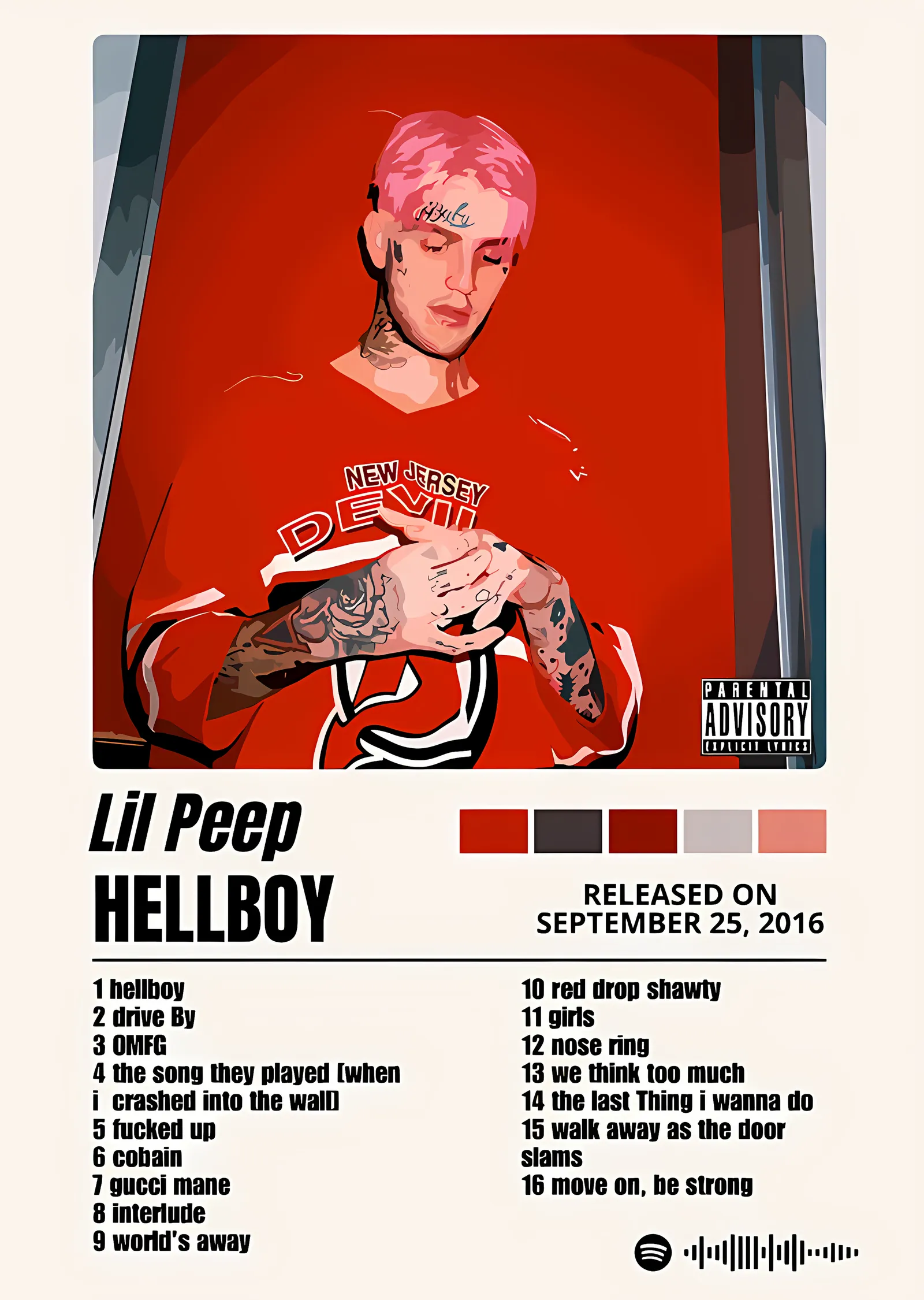 Lil Peep - Hellboy Beyaz Künye metal tablo