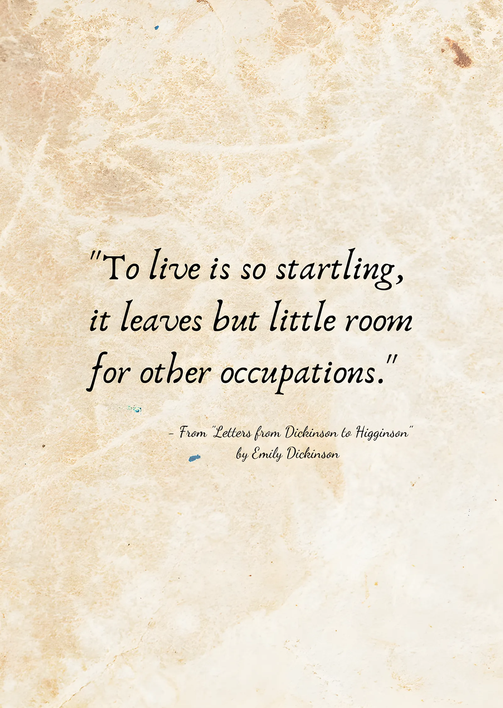 Emily Dickinson - To Live Is So Startling metal tablo