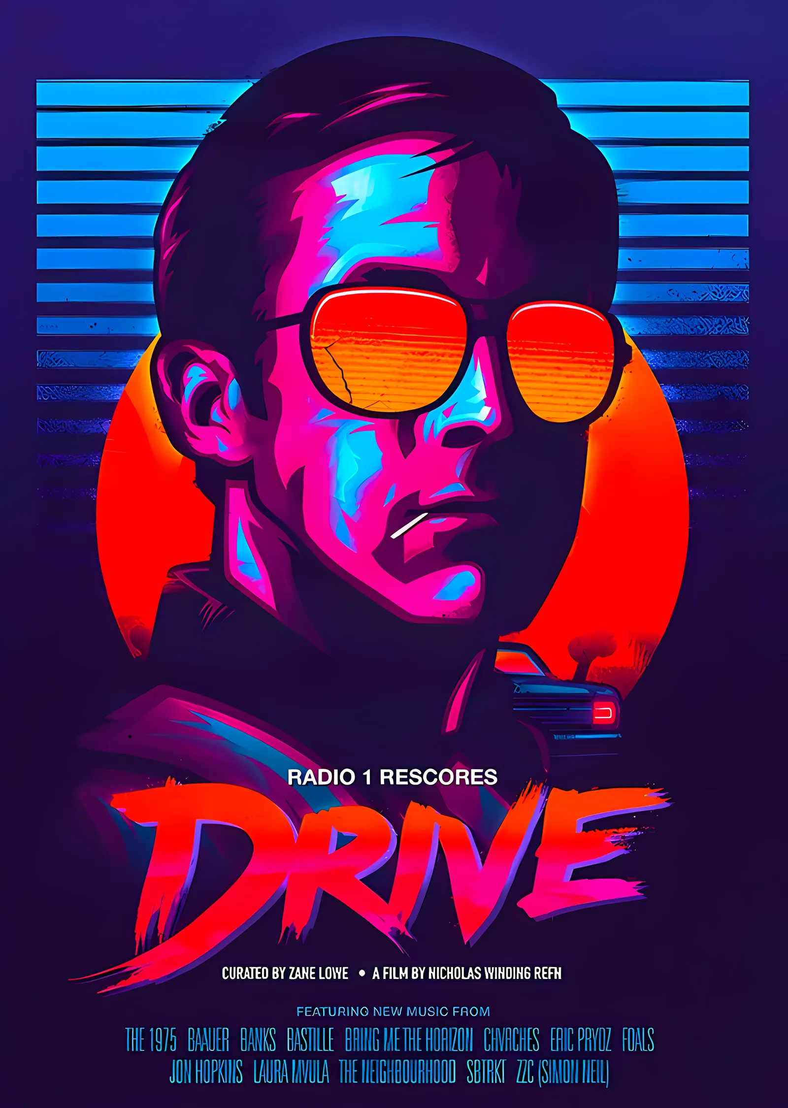 Drive - Synthwave Portre metal tablo