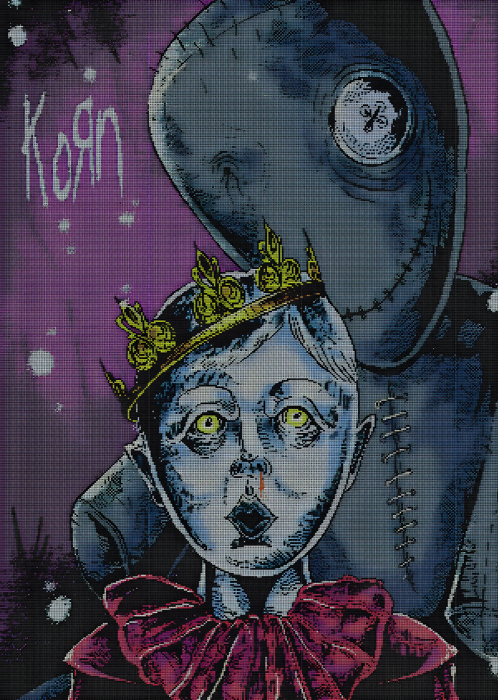 Korn - Taçlı Bez Bebek metal tablo