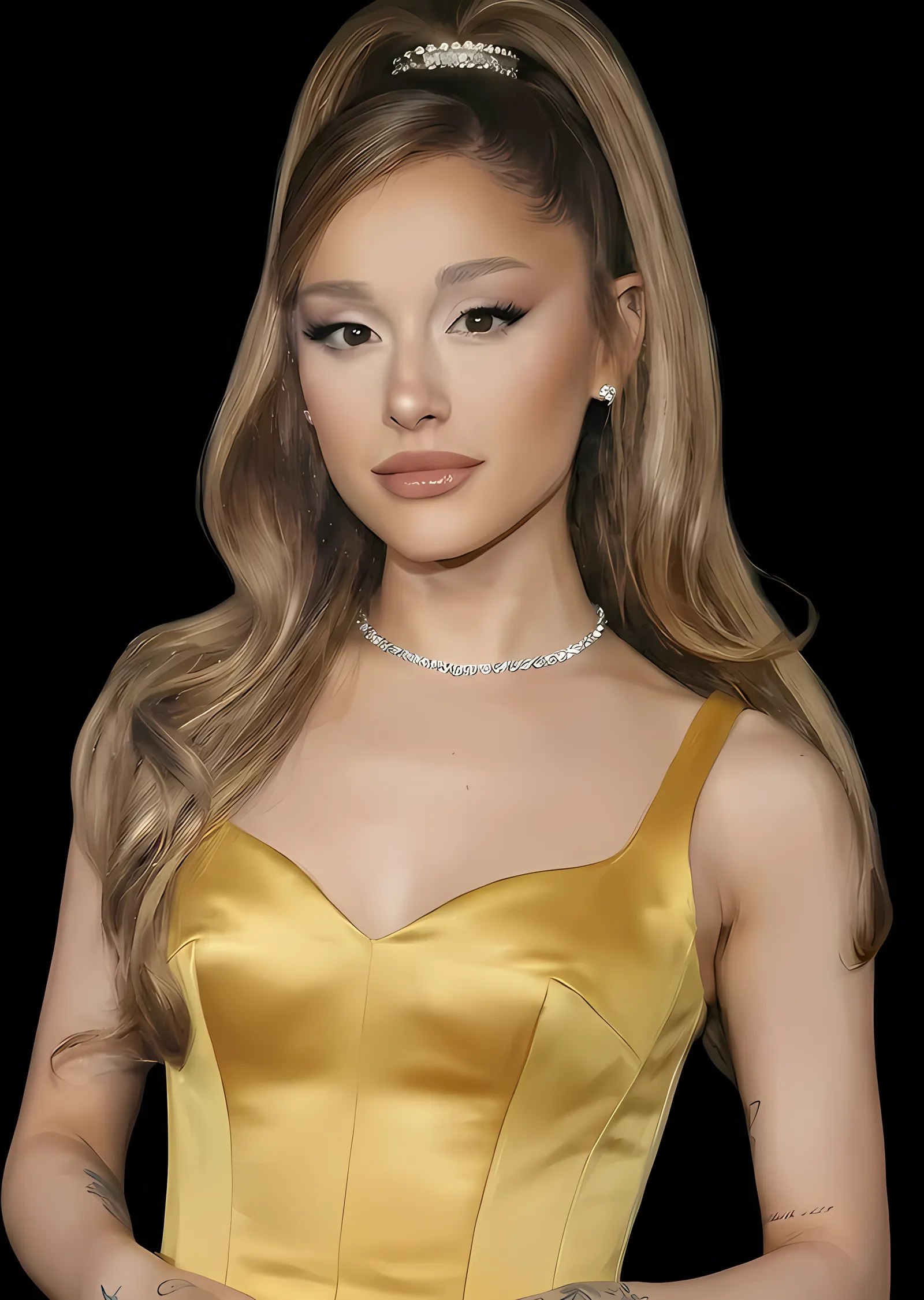 Ariana Grande - Altın Elbise metal tablo