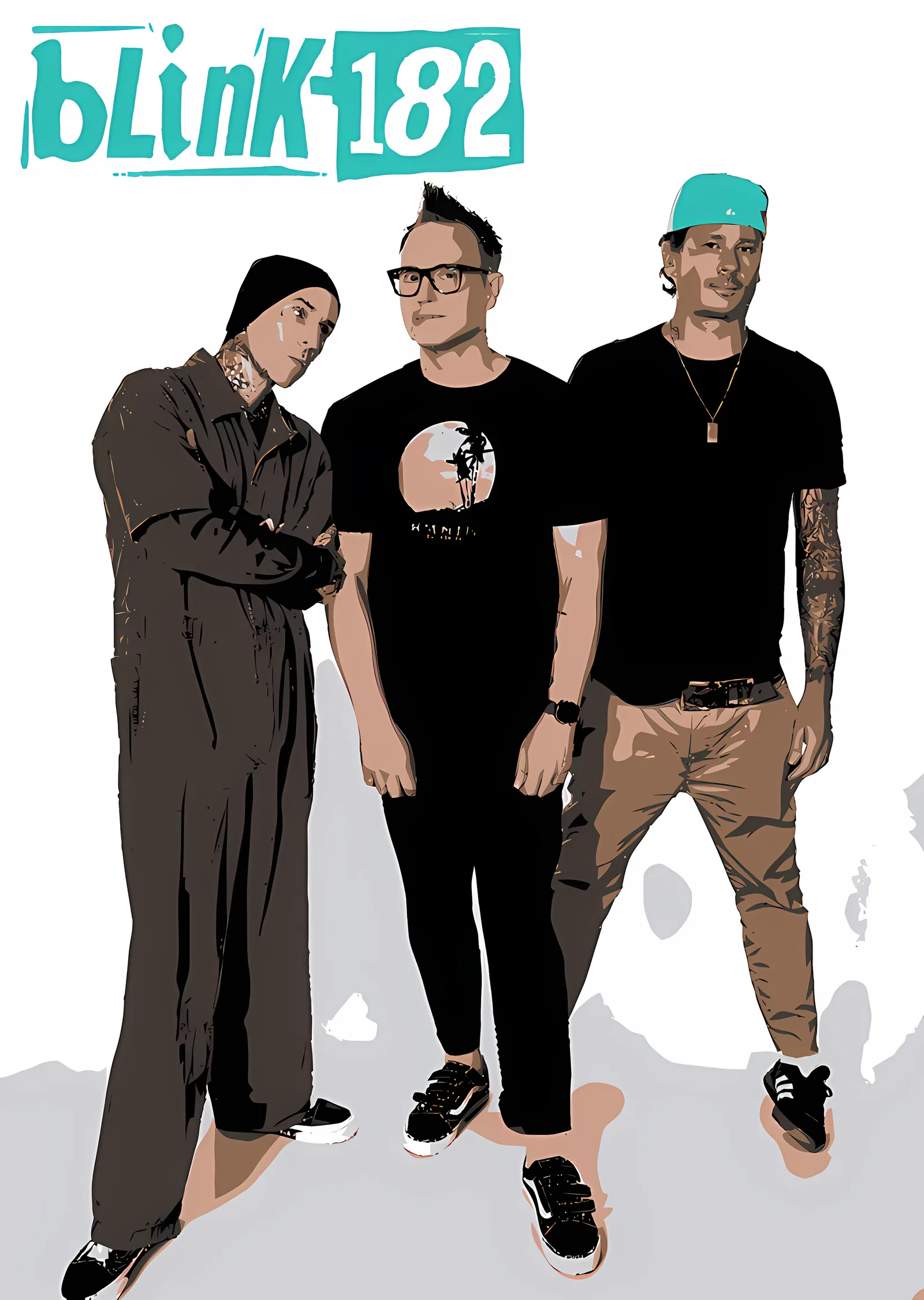 Blink-182 - Beyaz Zeminde Üçlü metal tablo