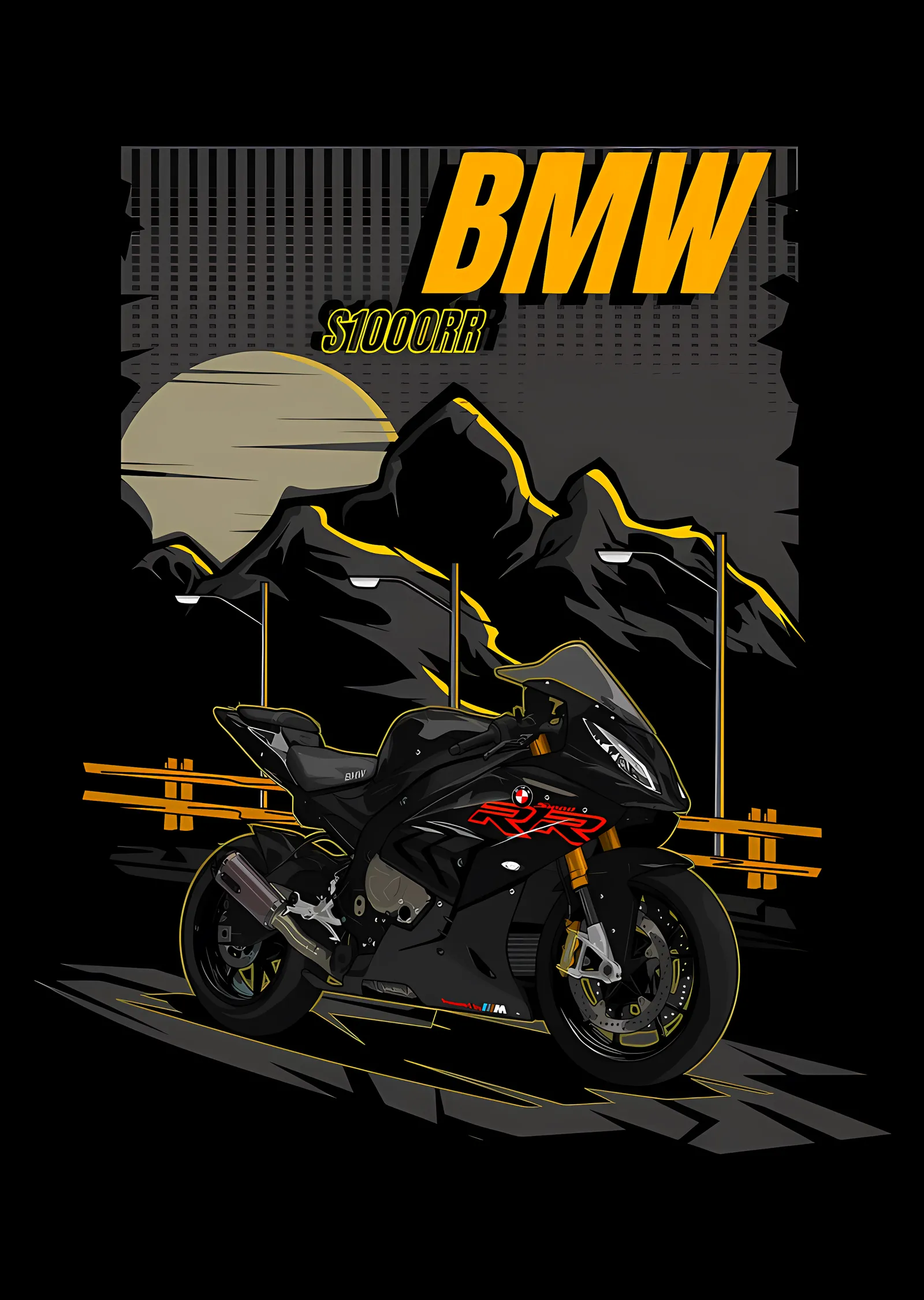BMW S1000RR - Dağ Yolunda Grafik Afiş metal tablo