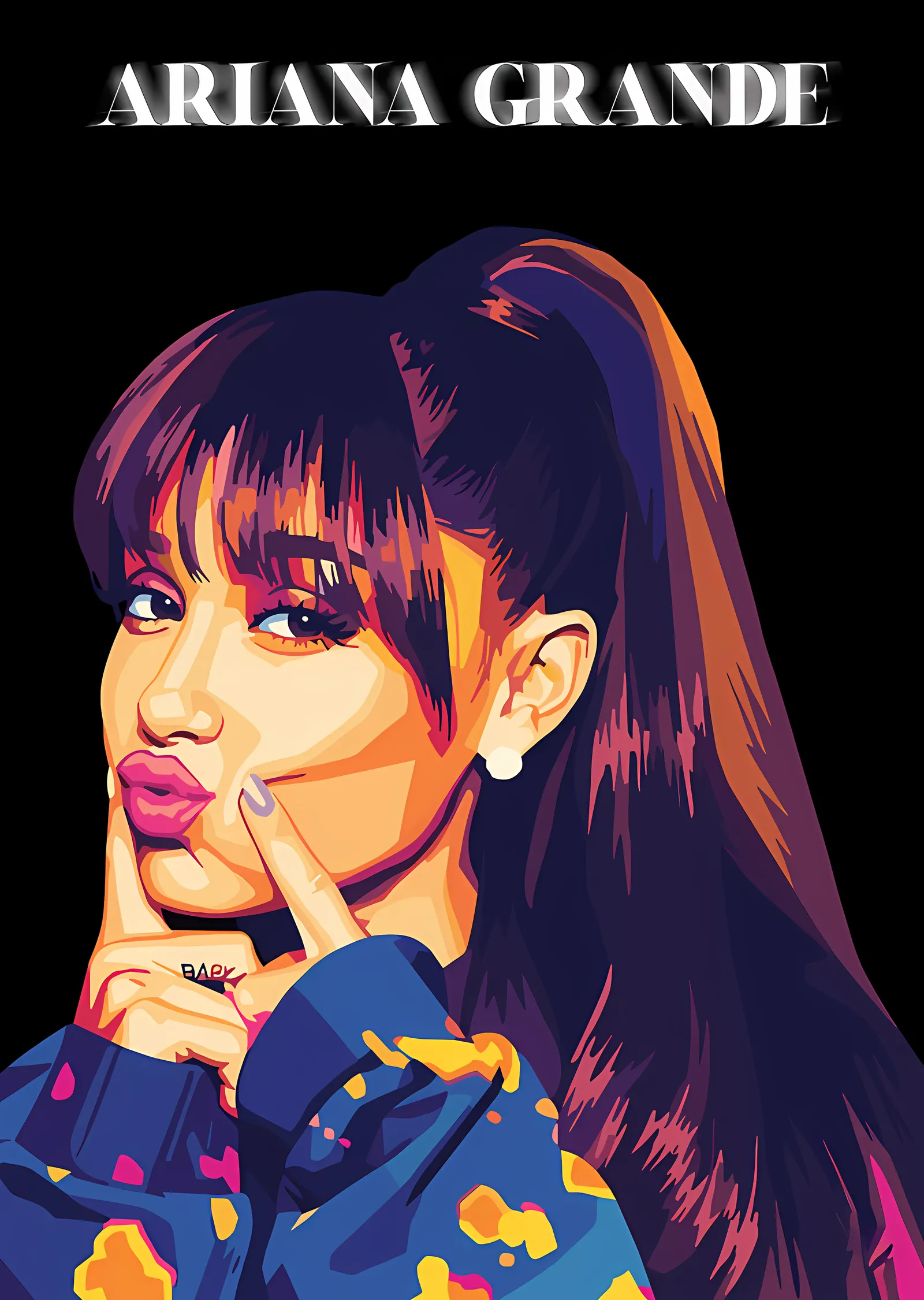 Ariana Grande - Desenli Ceket Pop Art metal tablo