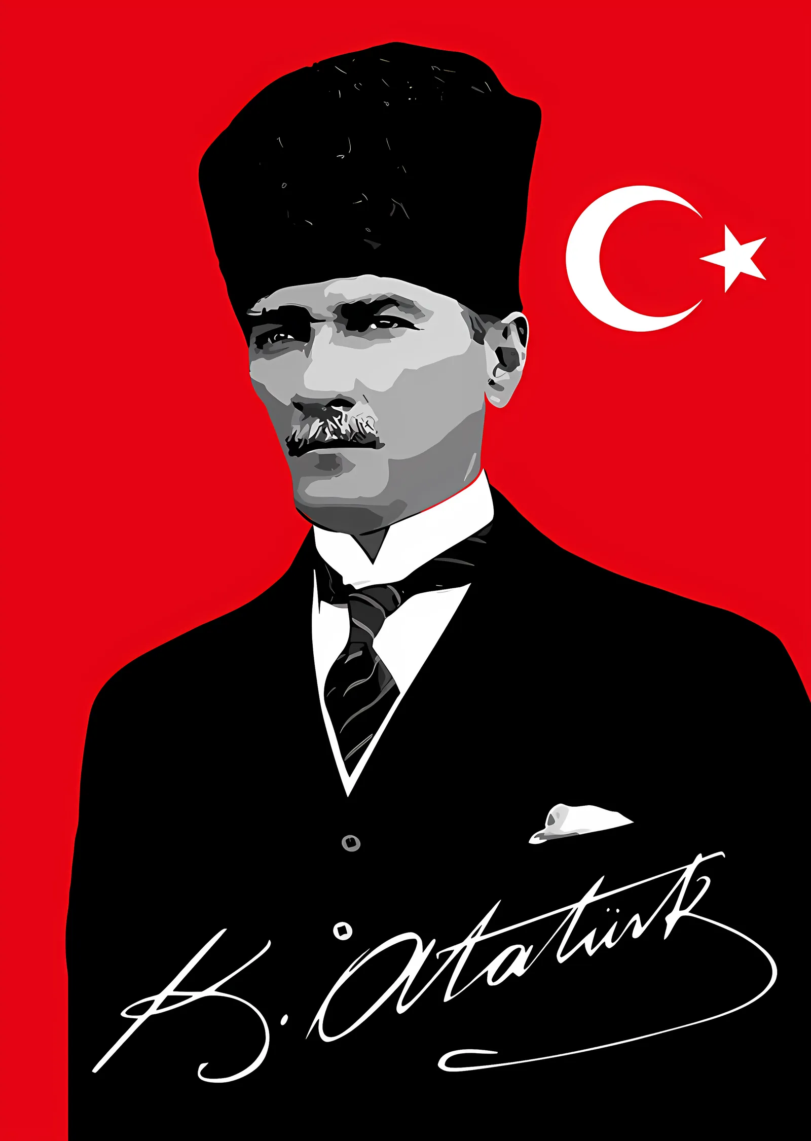 Atatürk - Kırmızı Zemin metal tablo