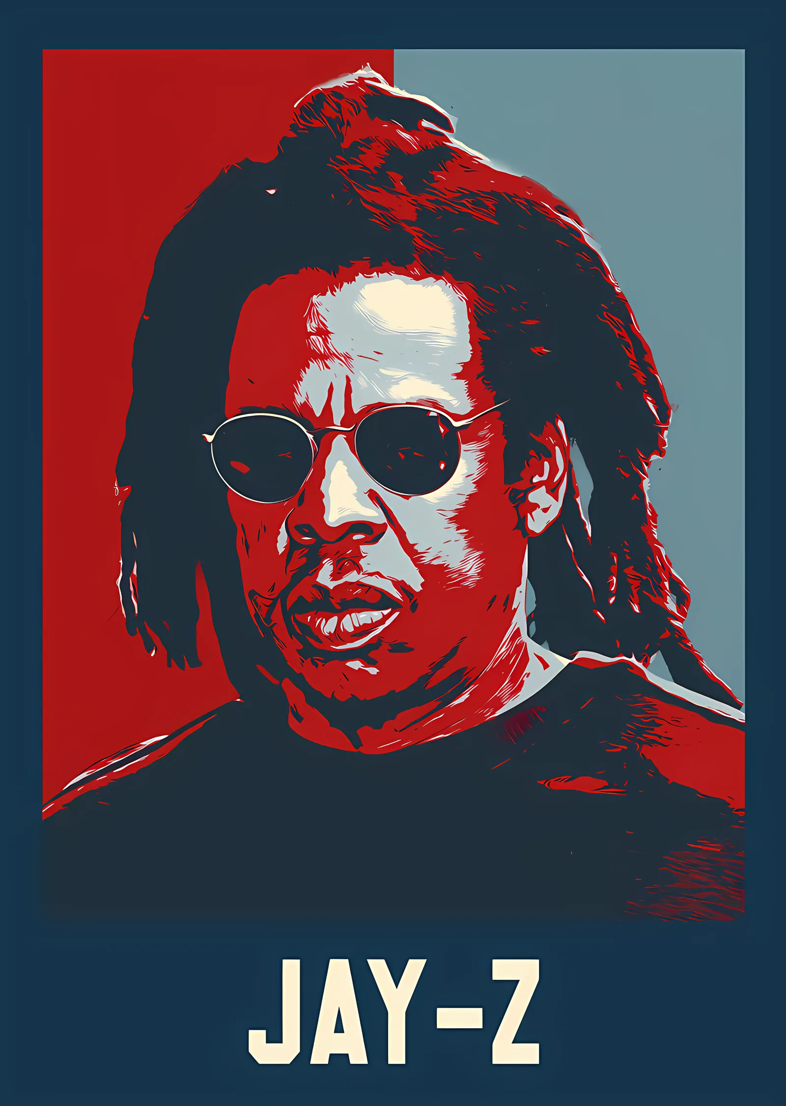 Jay-Z - Kırmızı Mavi Grafik Portre metal tablo