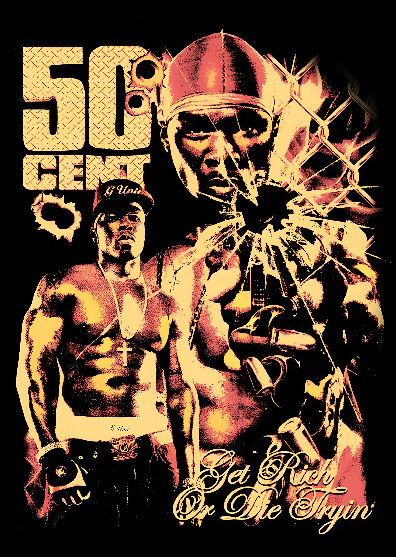 50 Cent - Get Rich or Die Tryin Altın Kolaj metal tablo