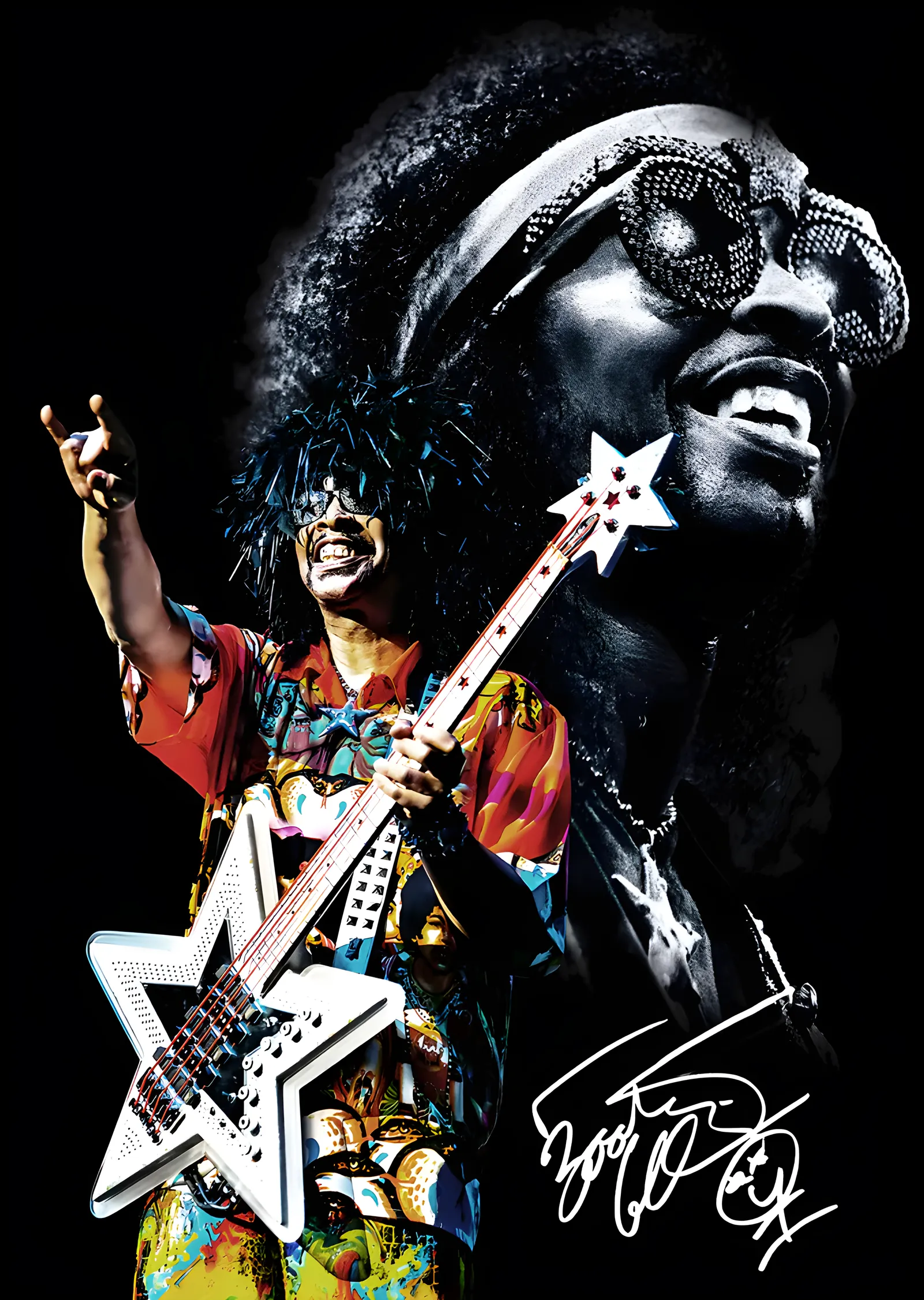 Bootsy Collins - Yıldız Gitar metal tablo