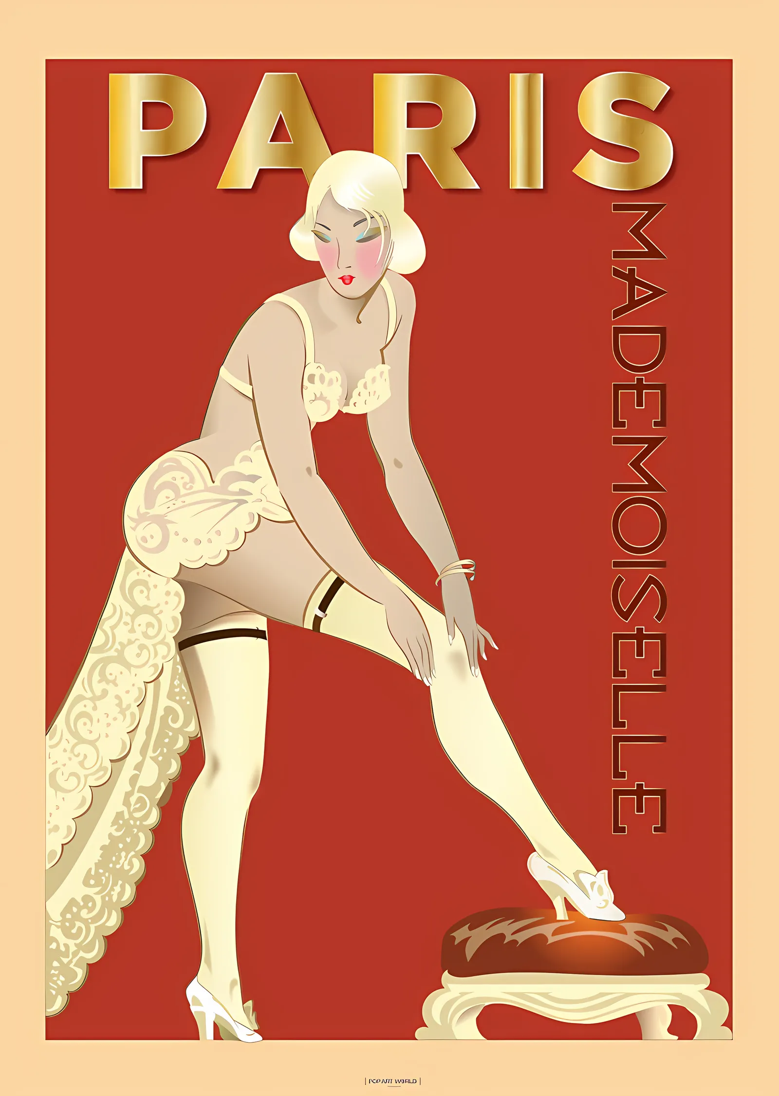 Paris Mademoiselle - Art Deco metal tablo