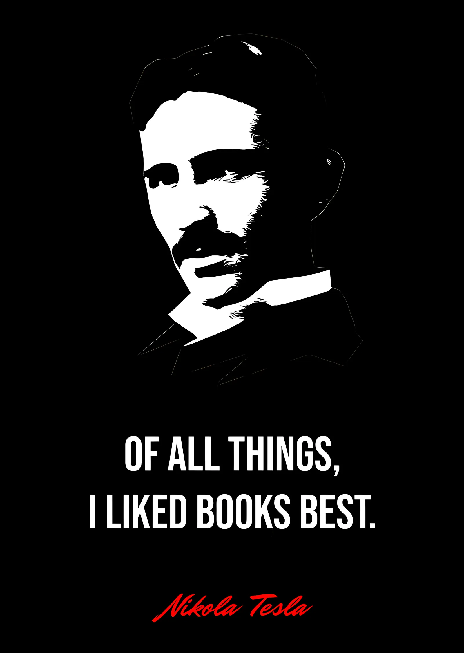 Nikola Tesla - Kitaplar metal tablo