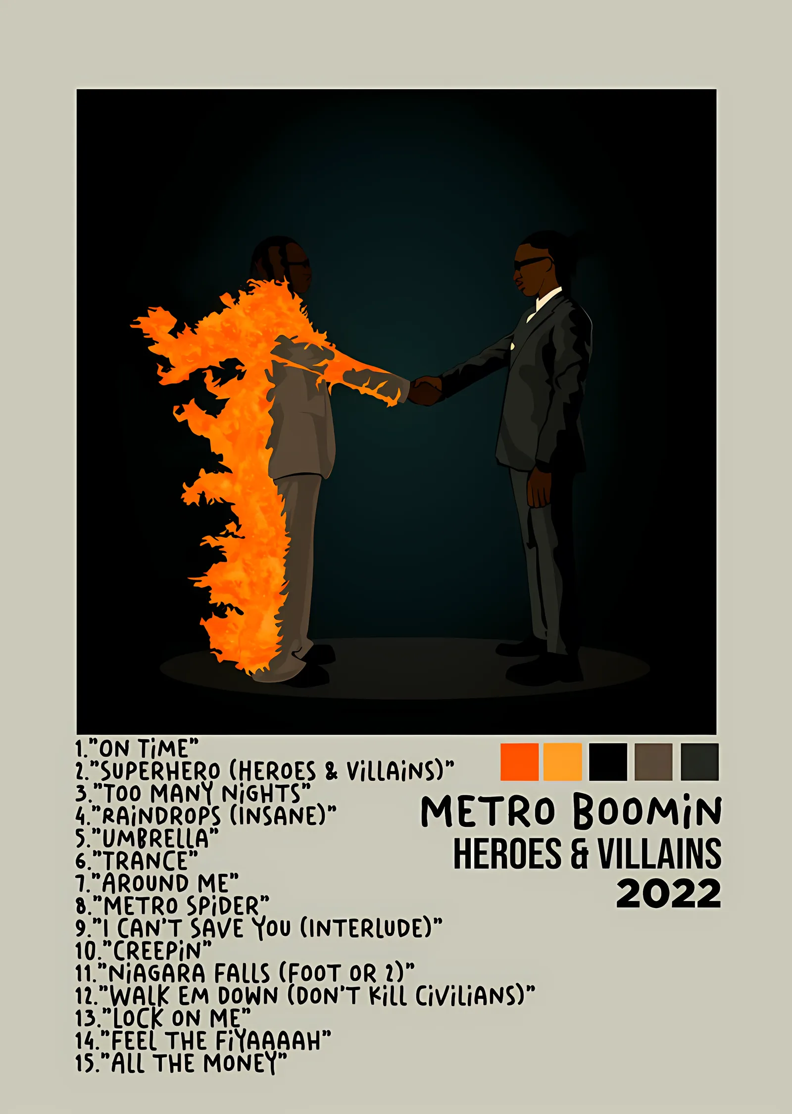 Metro Boomin - Heroes & Villains Künyesi: Açık Zemin metal tablo