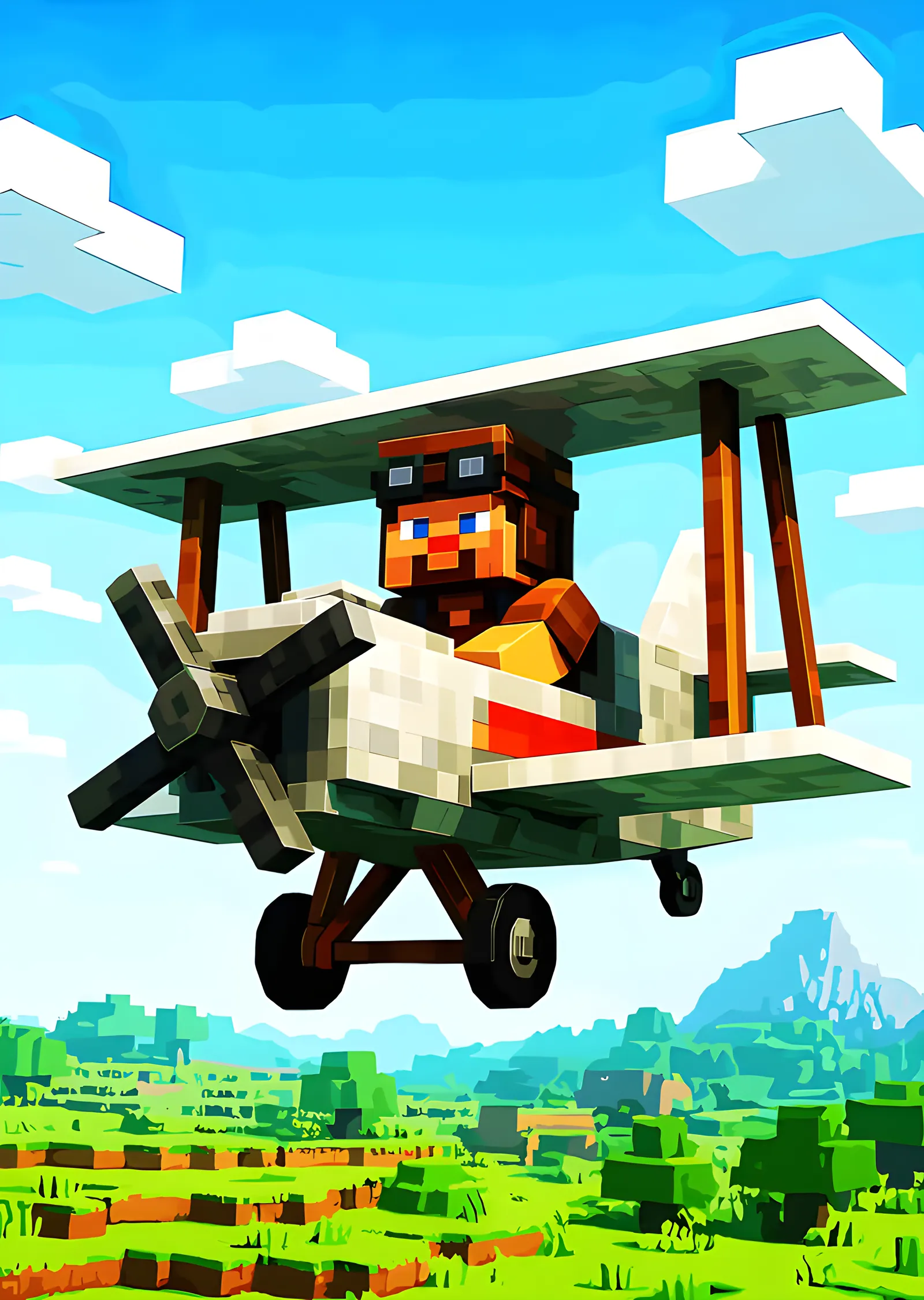 Minecraft - Blok Çift Kanatlı Uçak metal tablo