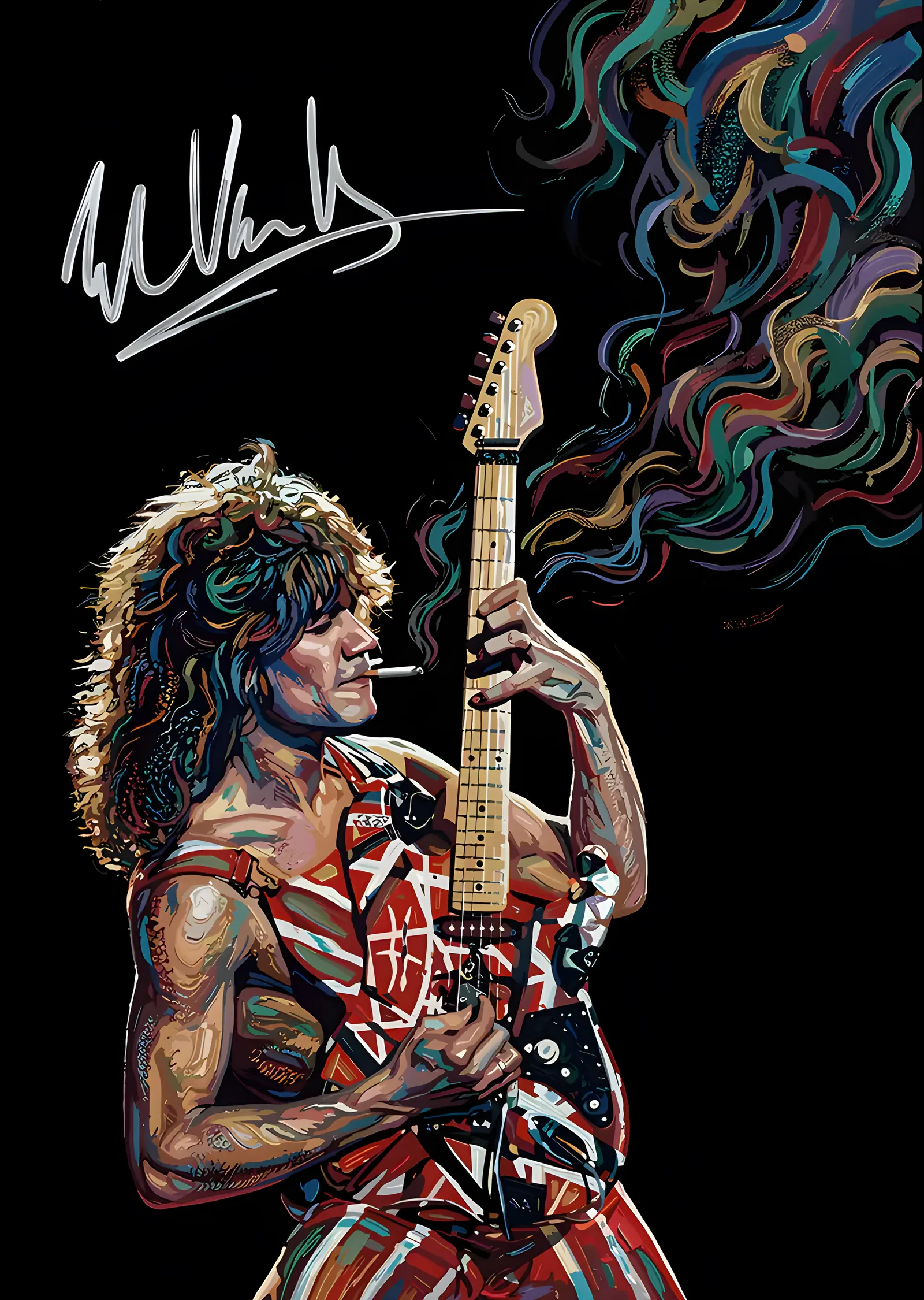 Eddie Van Halen - Çizgili Gitar metal tablo