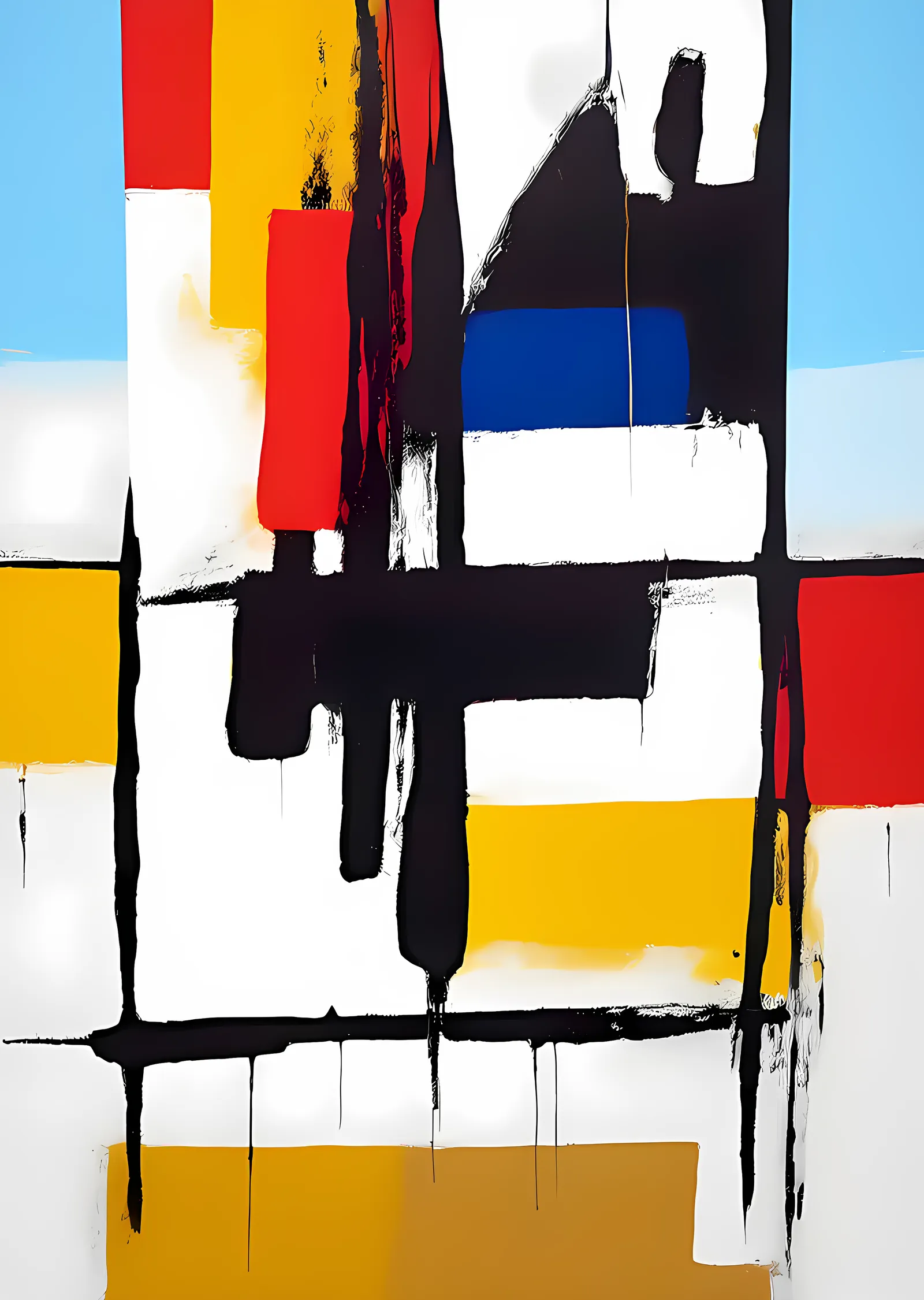 De Stijl - Akan Bloklar metal tablo