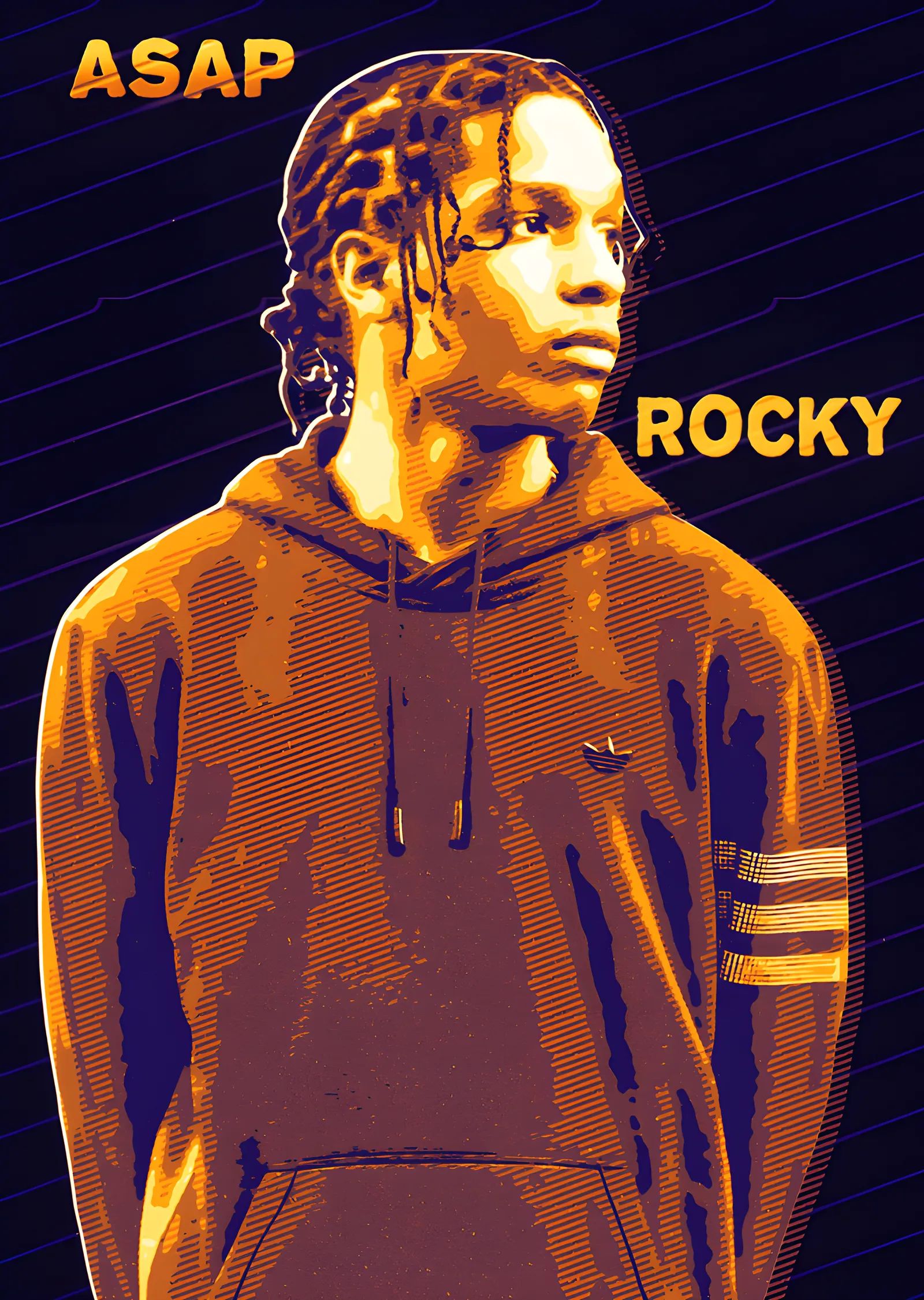 ASAP Rocky - Turuncu Kapüşonlu Portre metal tablo