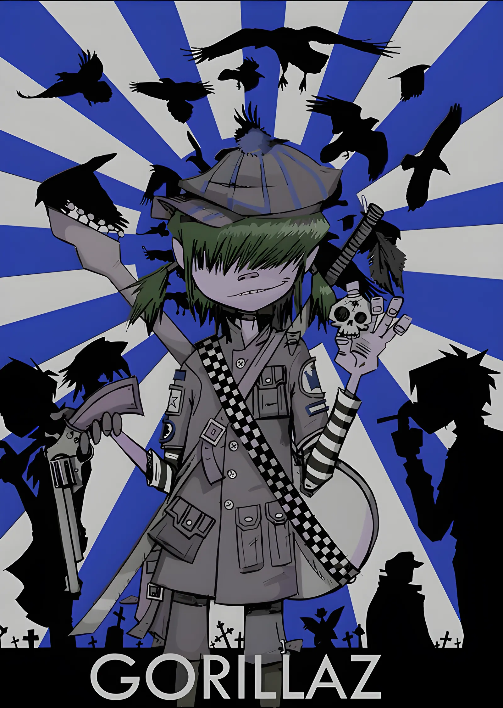 Gorillaz - Kargalar ve Mezarlık Sahnesi metal tablo