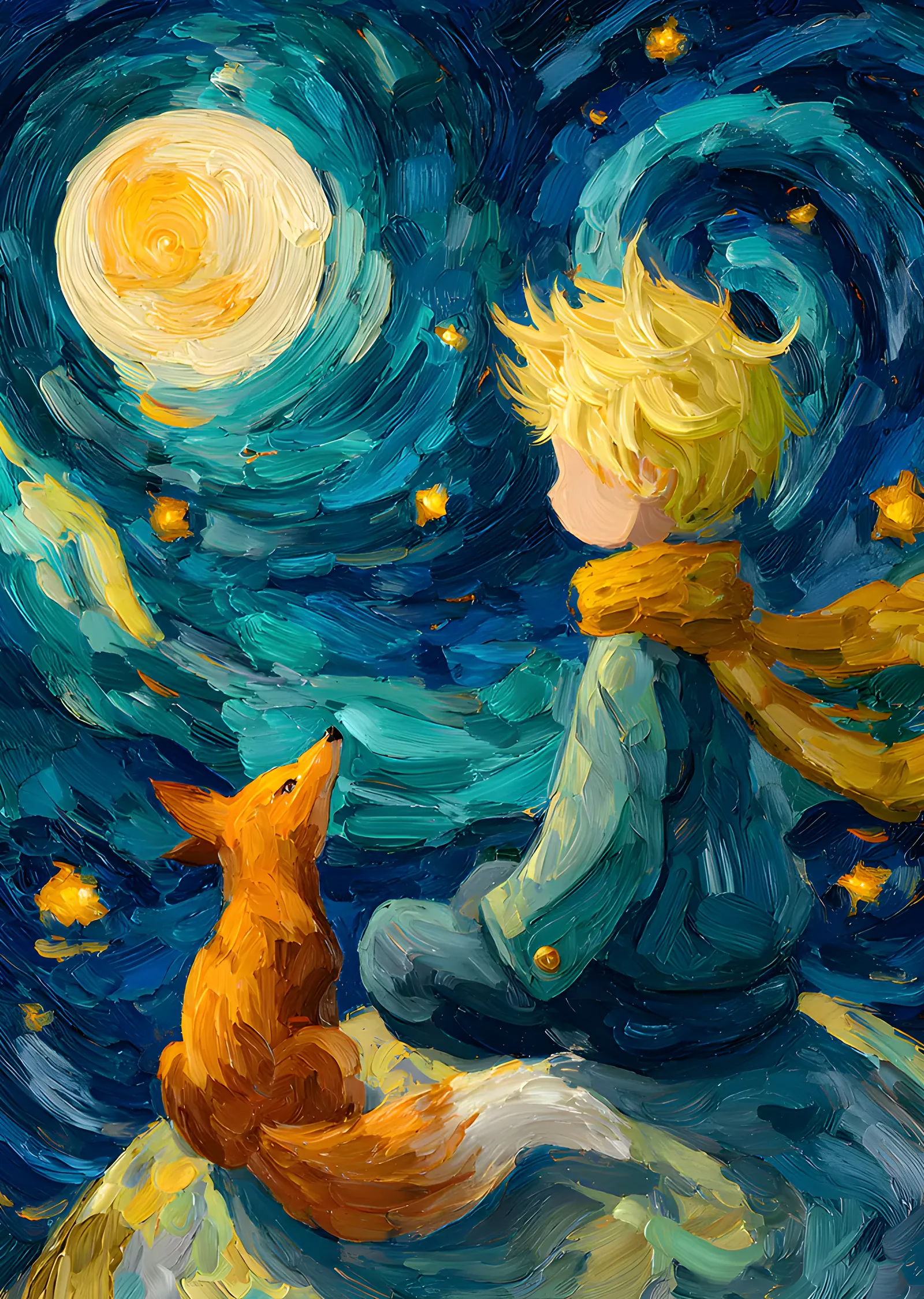 The Little Prince - Ay Işığında Sessiz Sohbet metal tablo