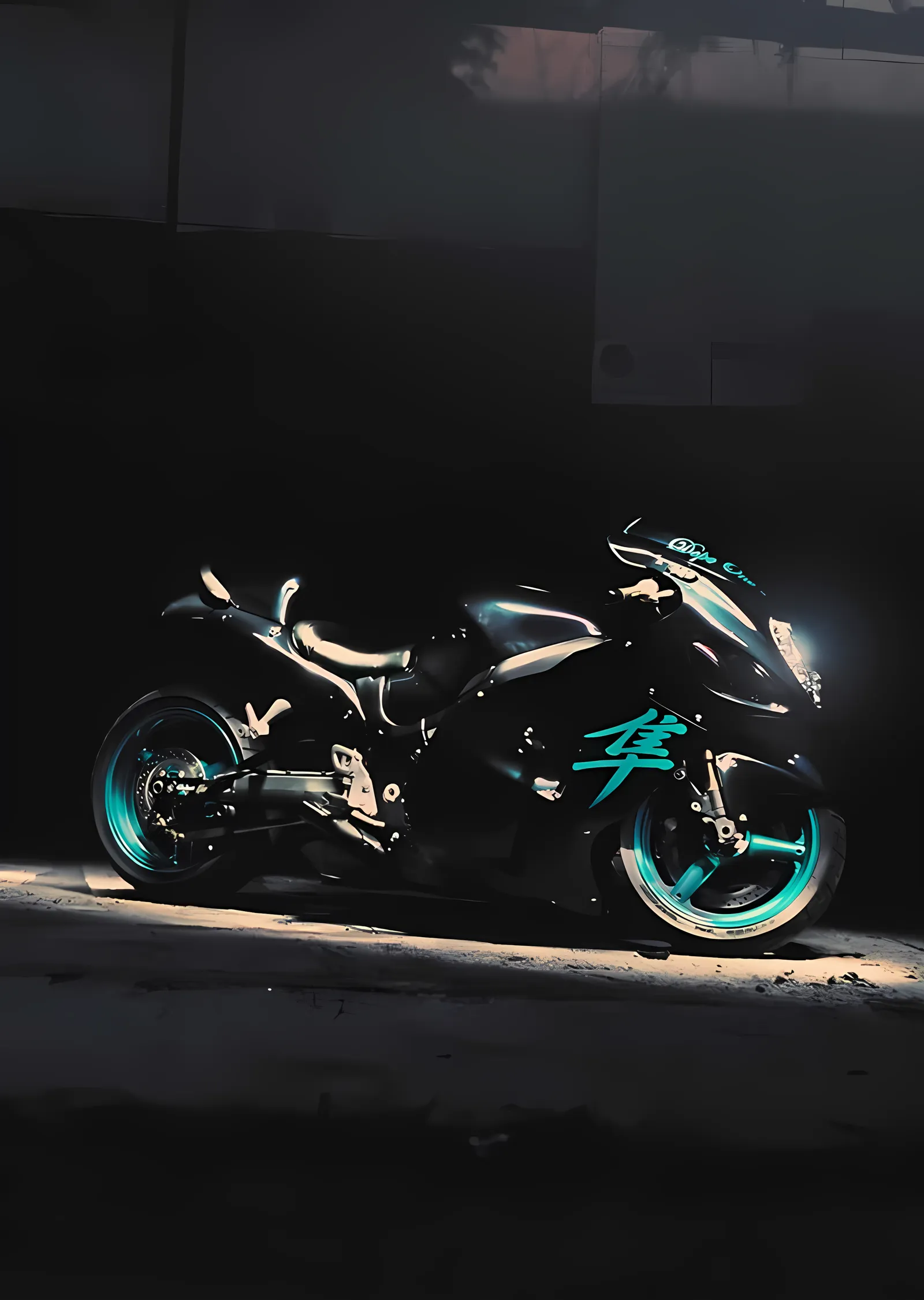 Karanlıkta Suzuki Hayabusa metal tablo
