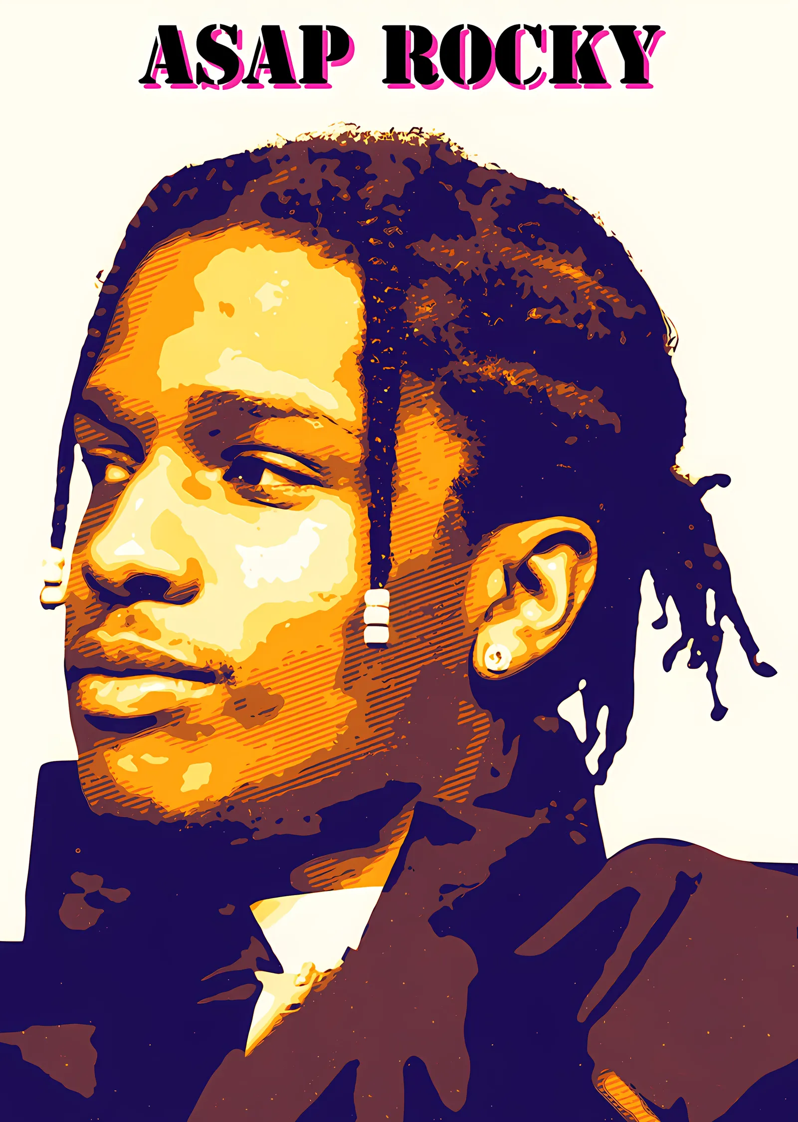 ASAP Rocky - Turuncu Profil Portresi metal tablo