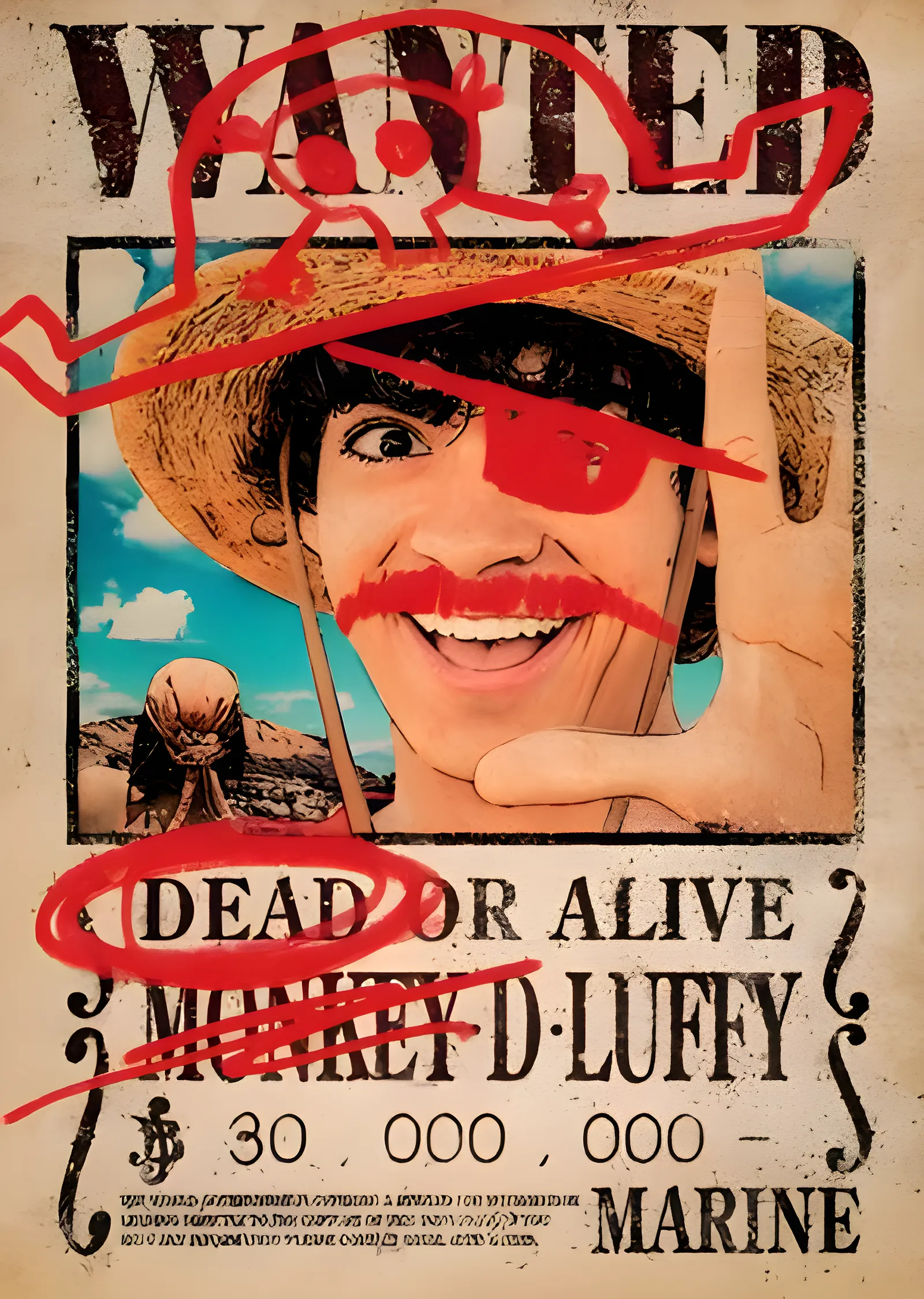 One Piece: Wanted Monkey D. Luffy metal tablo