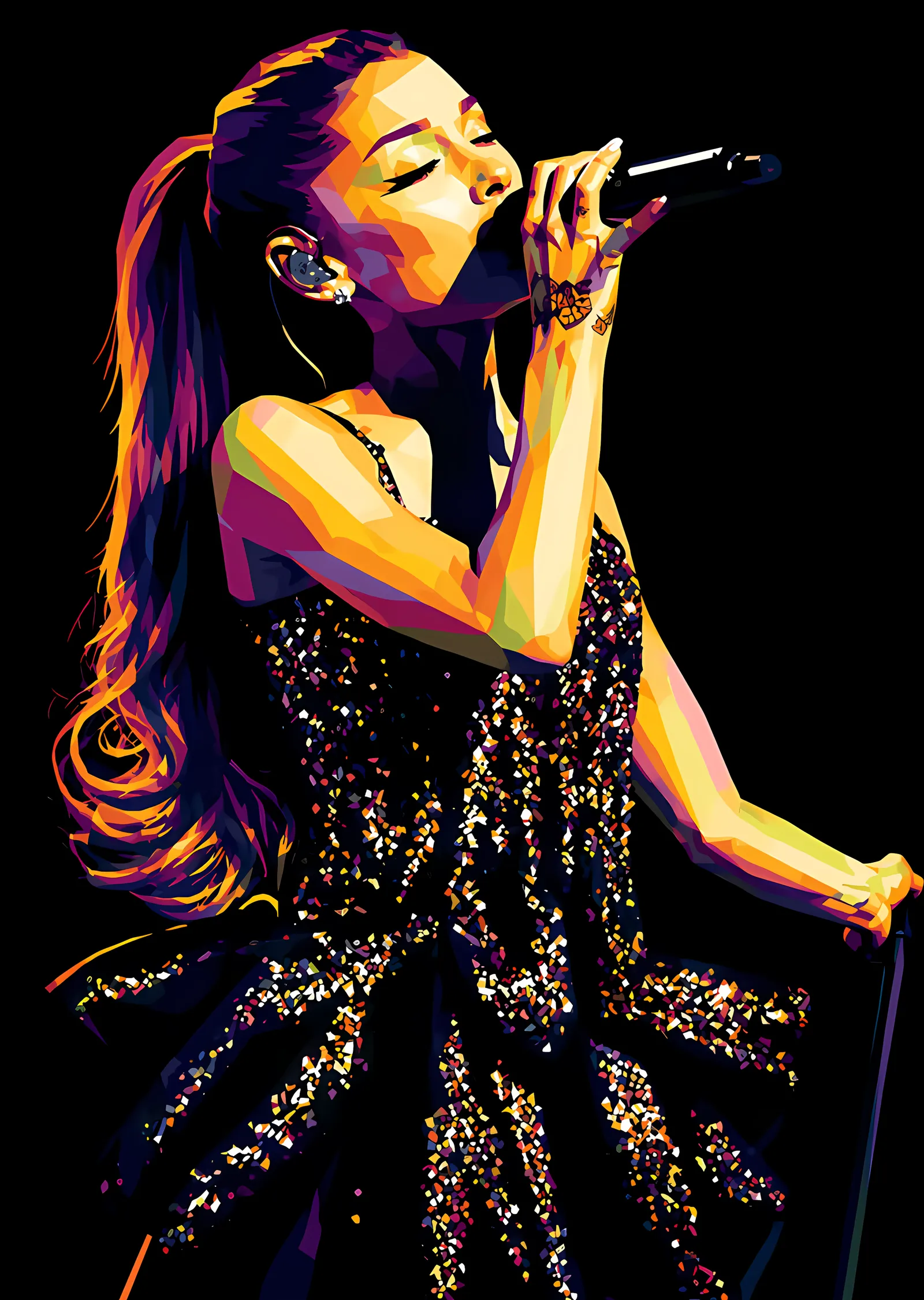 Ariana Grande - Payetli Sahne Elbisesi metal tablo