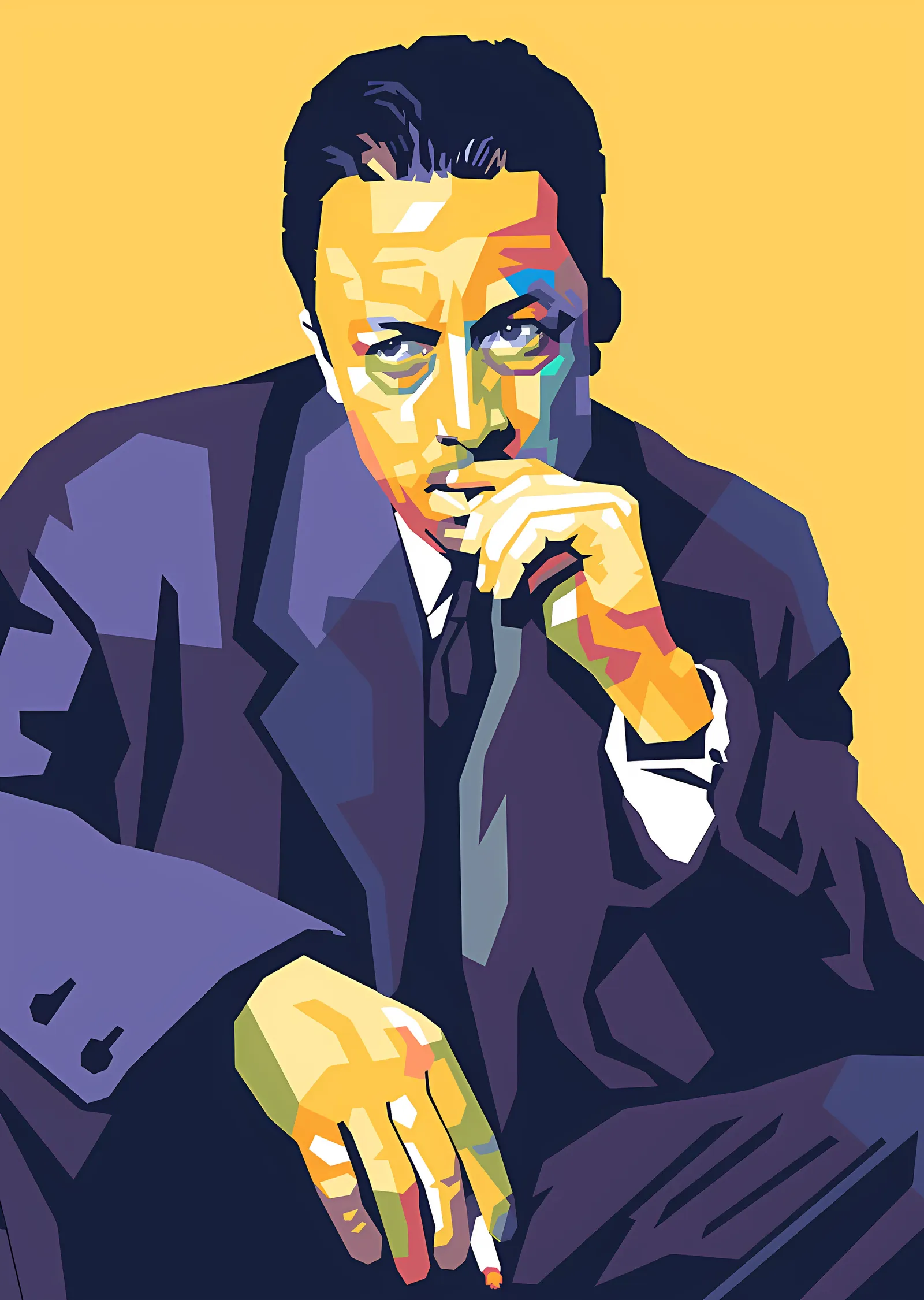 Albert Camus Hardal Sarısı Portre metal tablo