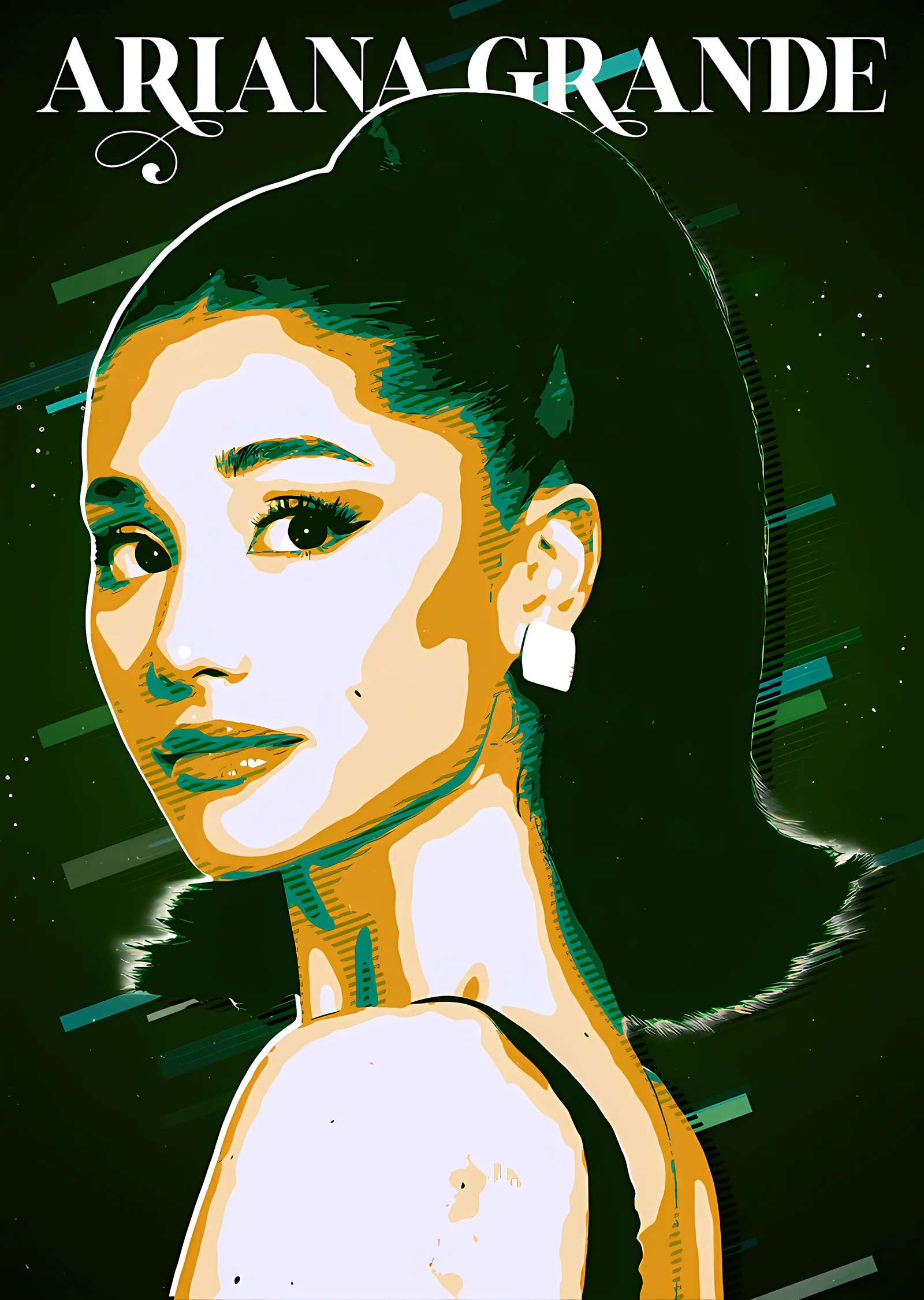 Ariana Grande - Yeşil Sarı Pop Art metal tablo