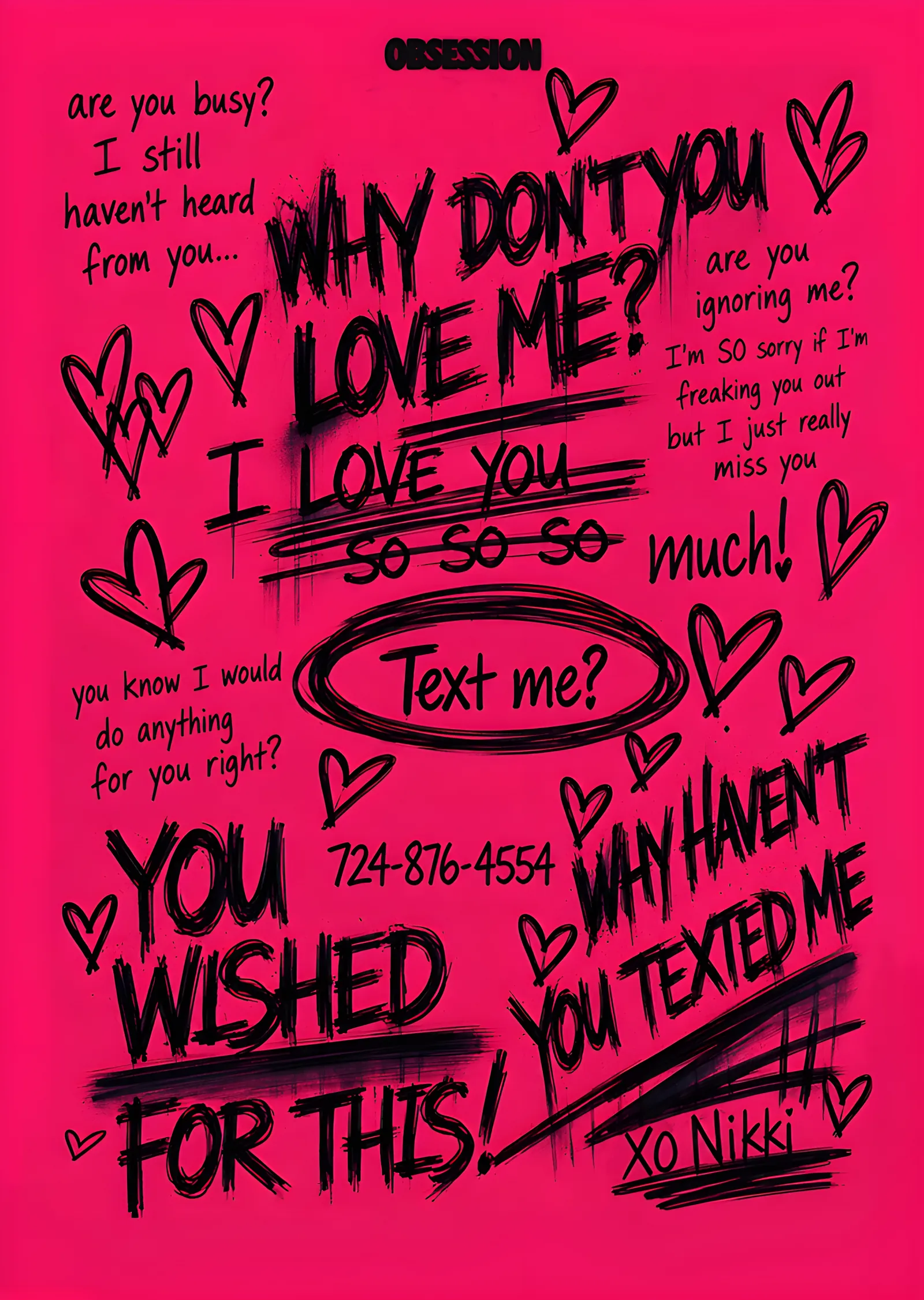 Obsession - Why Don't You Love Me metal tablo