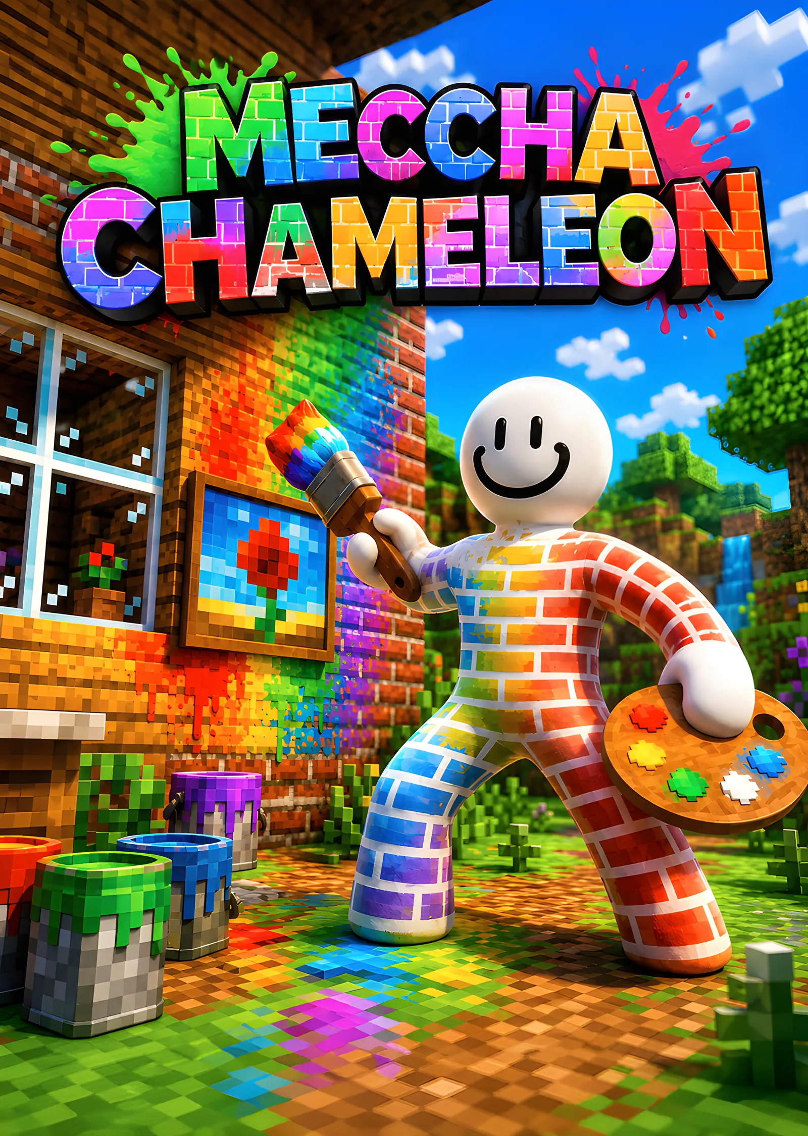 Minecraft - Meccha Chameleon Boyacı metal tablo