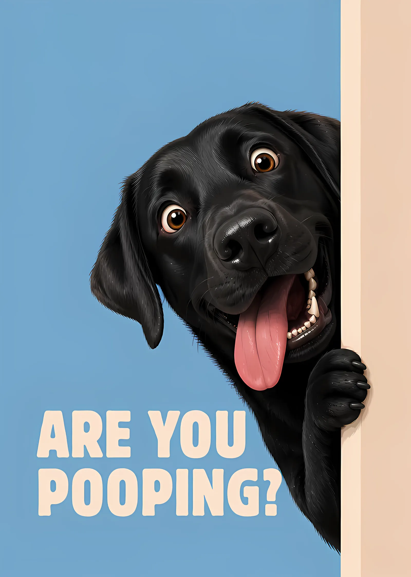 Are You Pooping?: Meraklı Siyah Labrador metal tablo