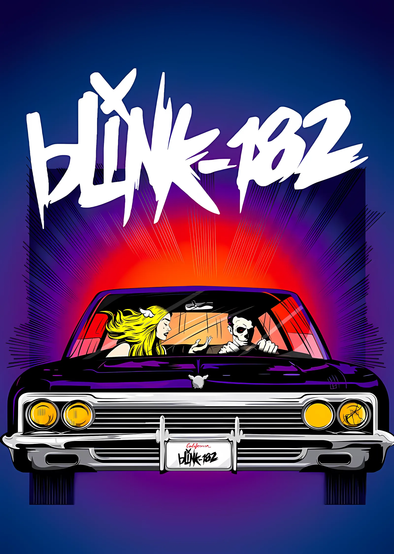 Blink-182 - Neon Işıkta Otomobil metal tablo