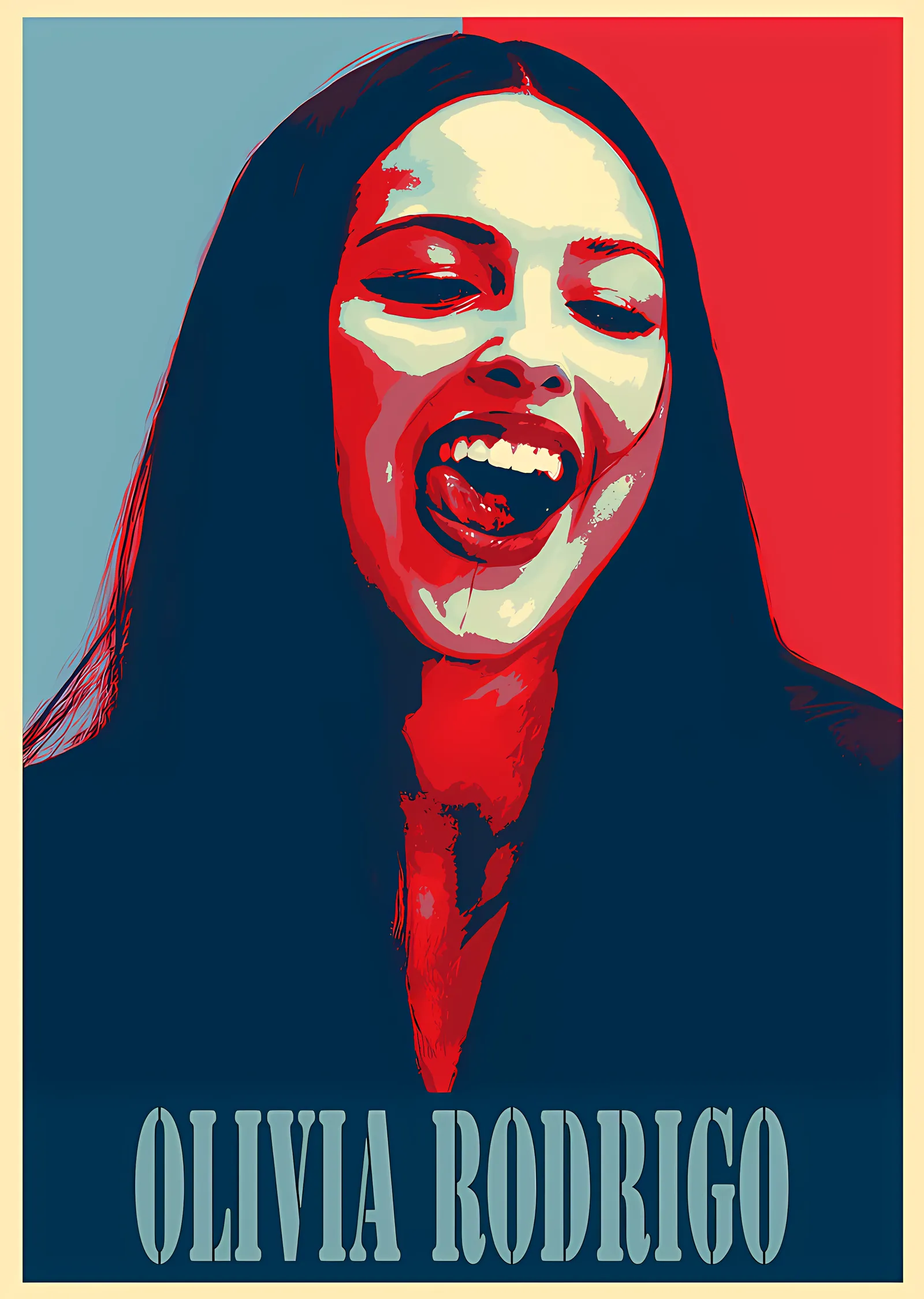 Olivia Rodrigo - Kırmızı Mavi Poster metal tablo