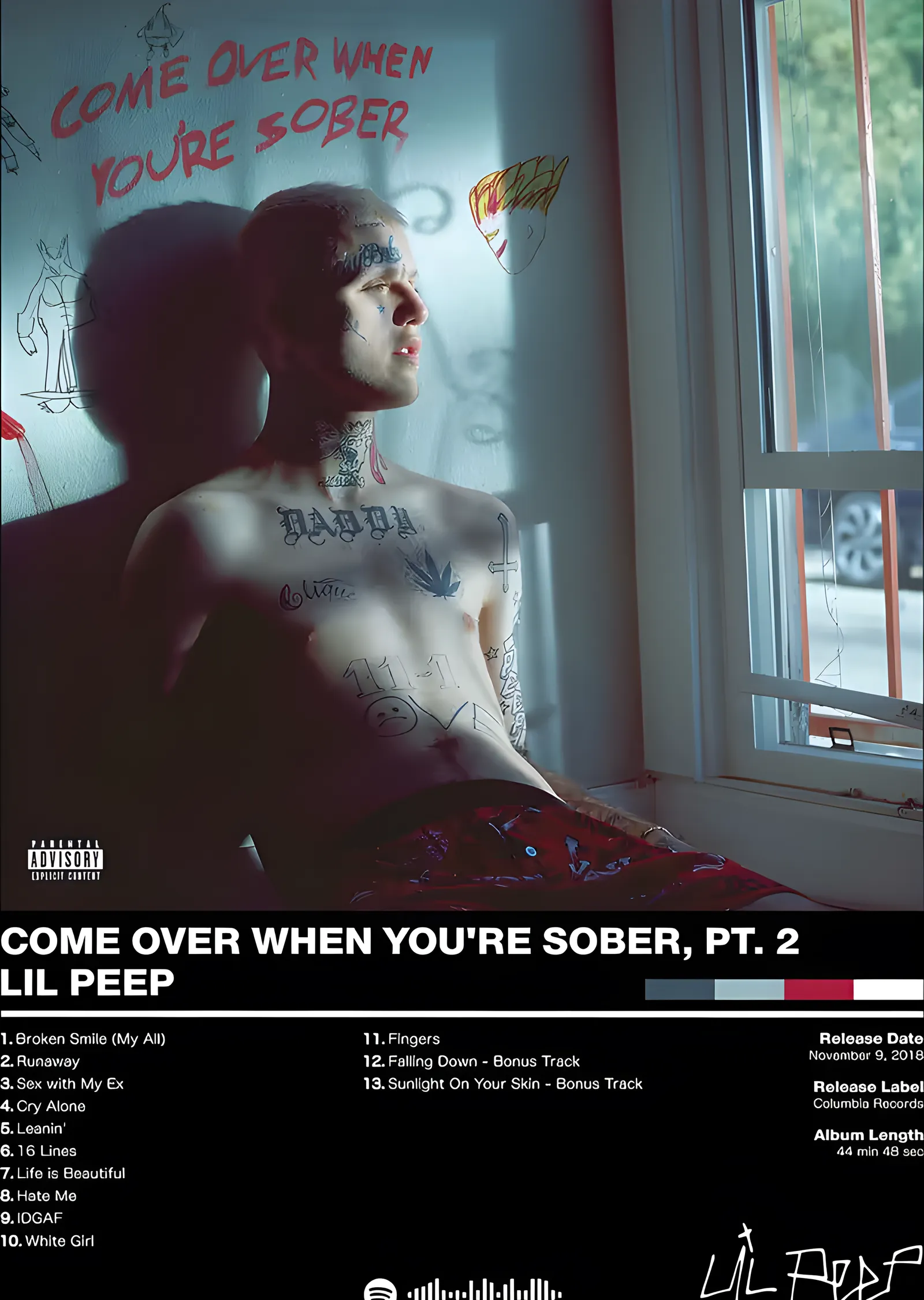 Lil Peep - Come Over When You're Sober Künyesi metal tablo