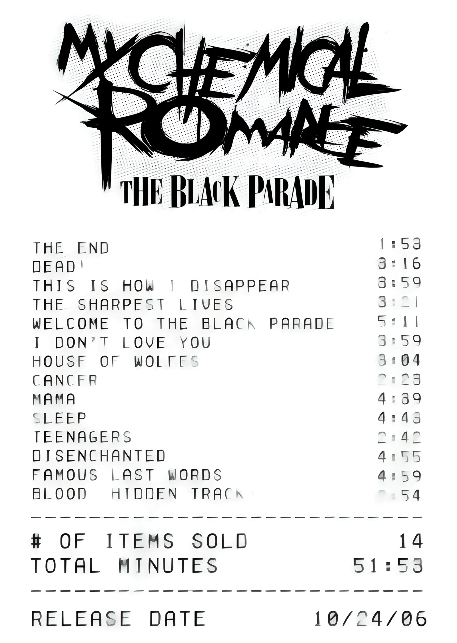 My Chemical Romance - The Black Parade metal tablo