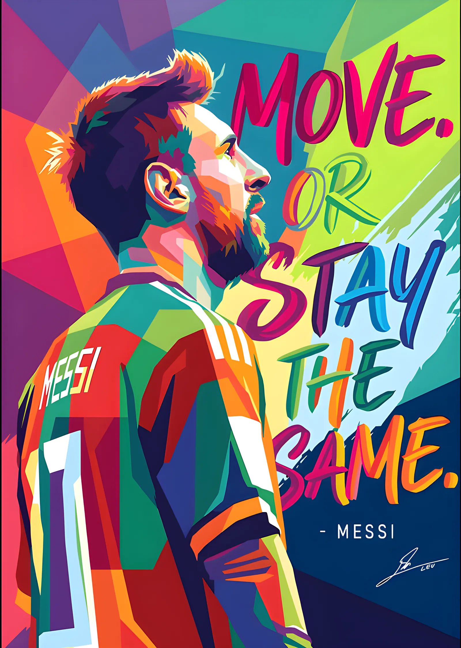 Lionel Messi - Move or Stay the Same metal tablo