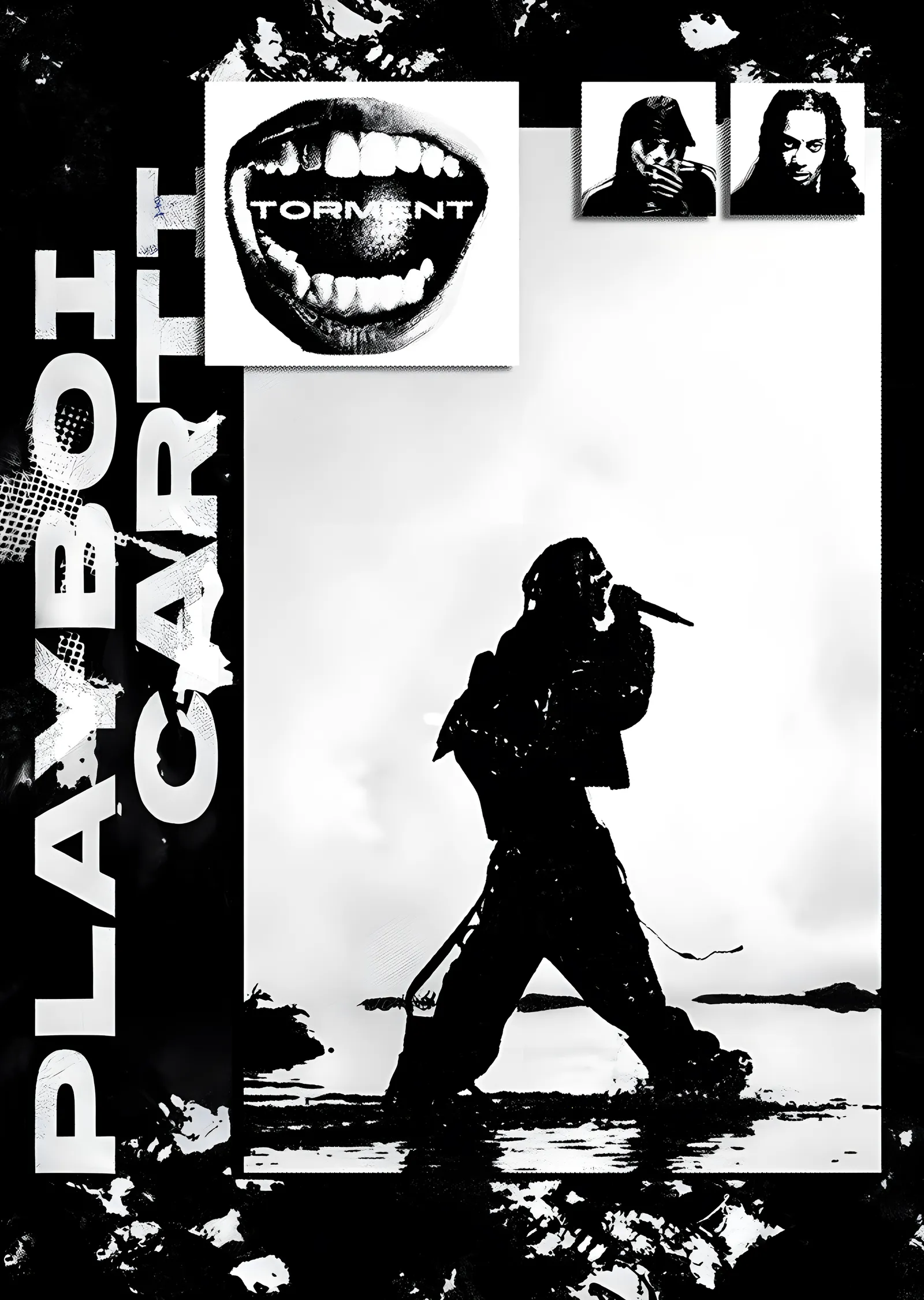 Playboi Carti - Siyah Beyaz Silüet metal tablo