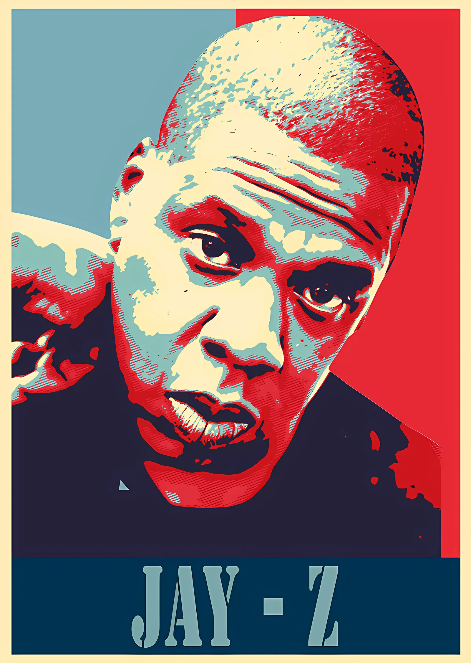 Jay-Z - Kırmızı Poster Portre metal tablo