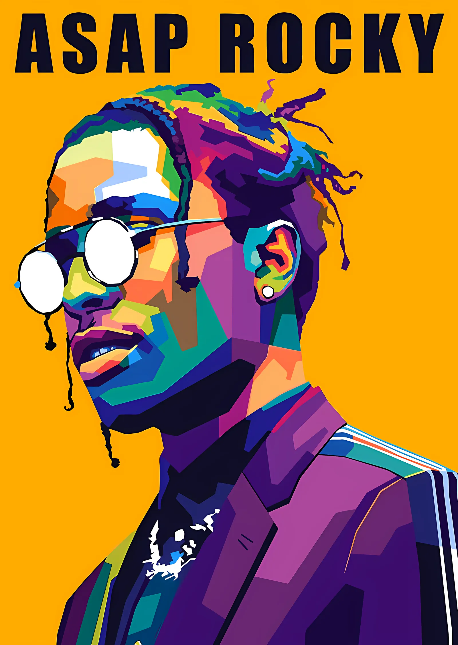 ASAP Rocky - Sarı Zeminde Renk Blokları metal tablo