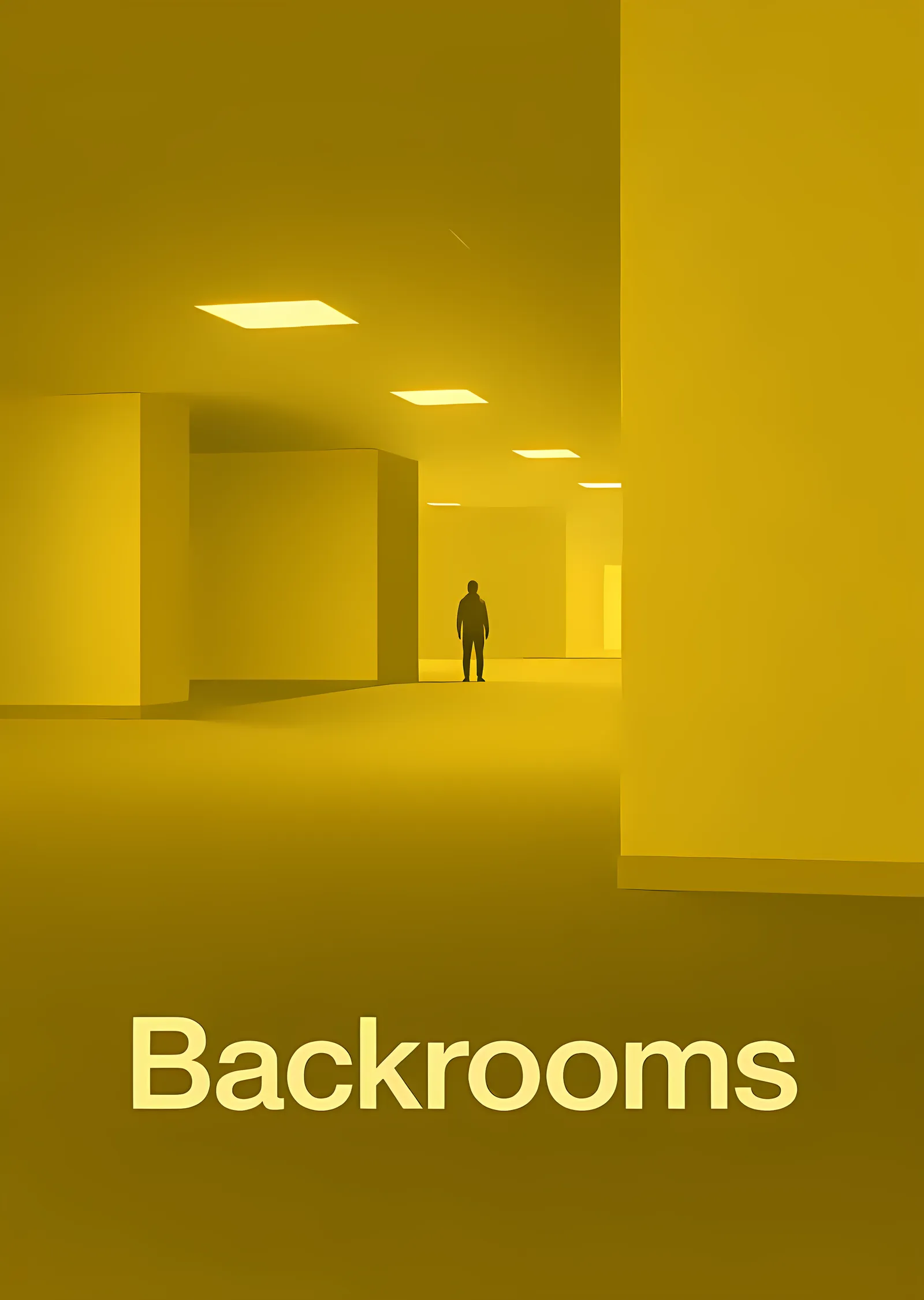 Backrooms - Sarı Boşlukta Yalnız Silüet metal tablo