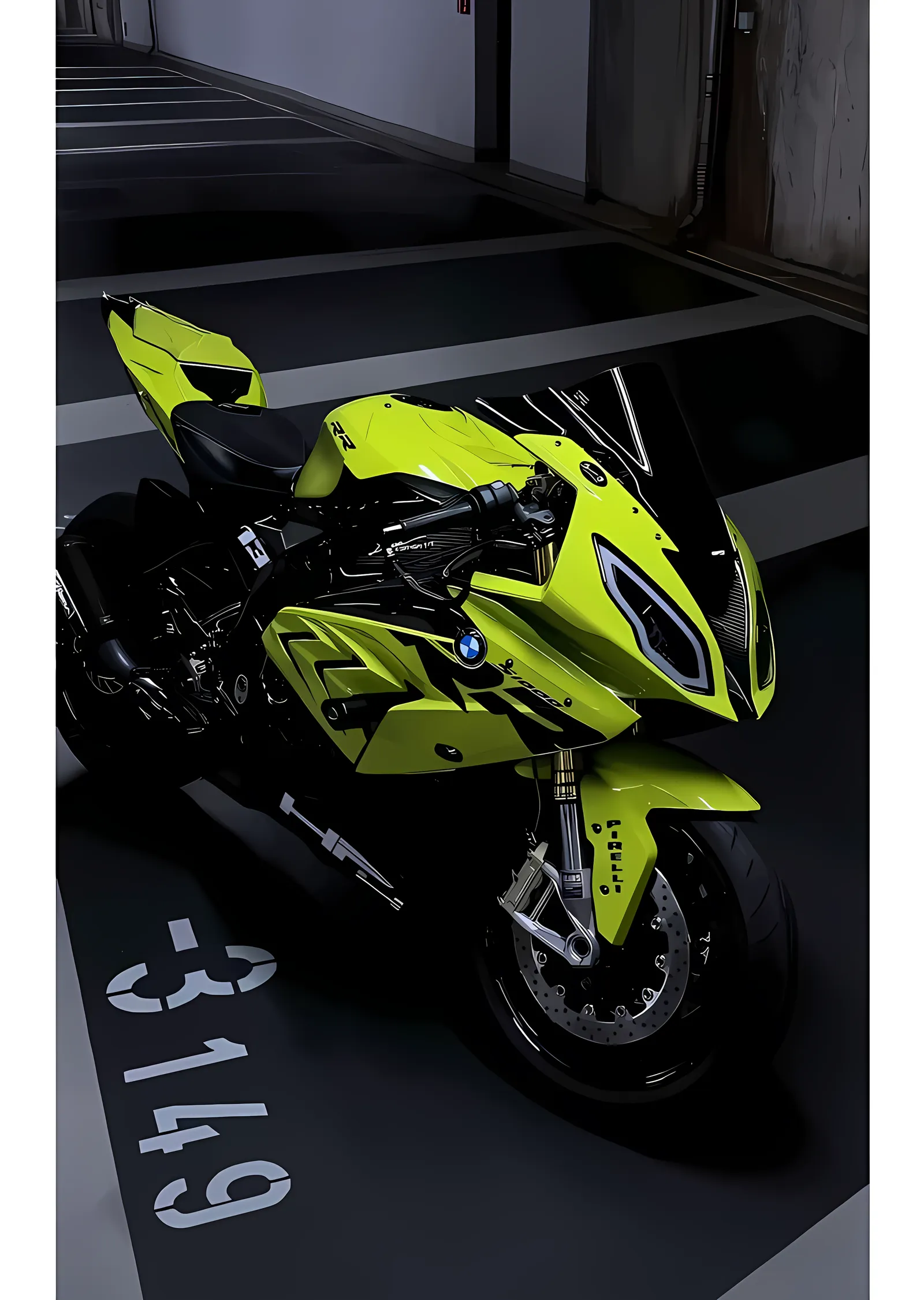BMW S1000RR - Neon Sarı Gövde metal tablo
