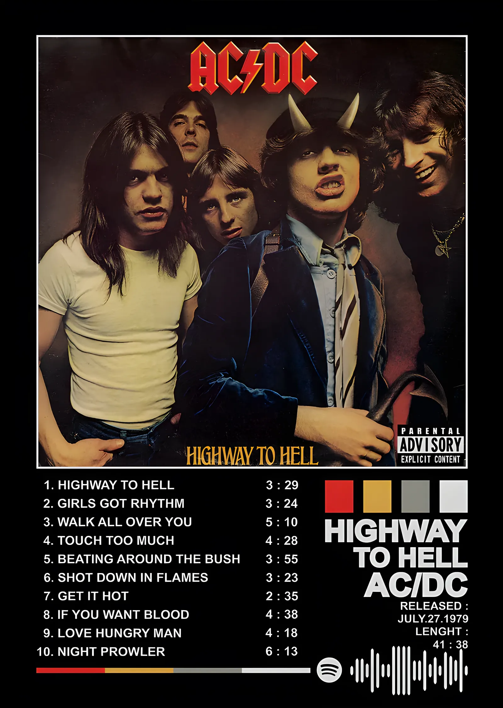 AC/DC - Highway to Hell metal tablo
