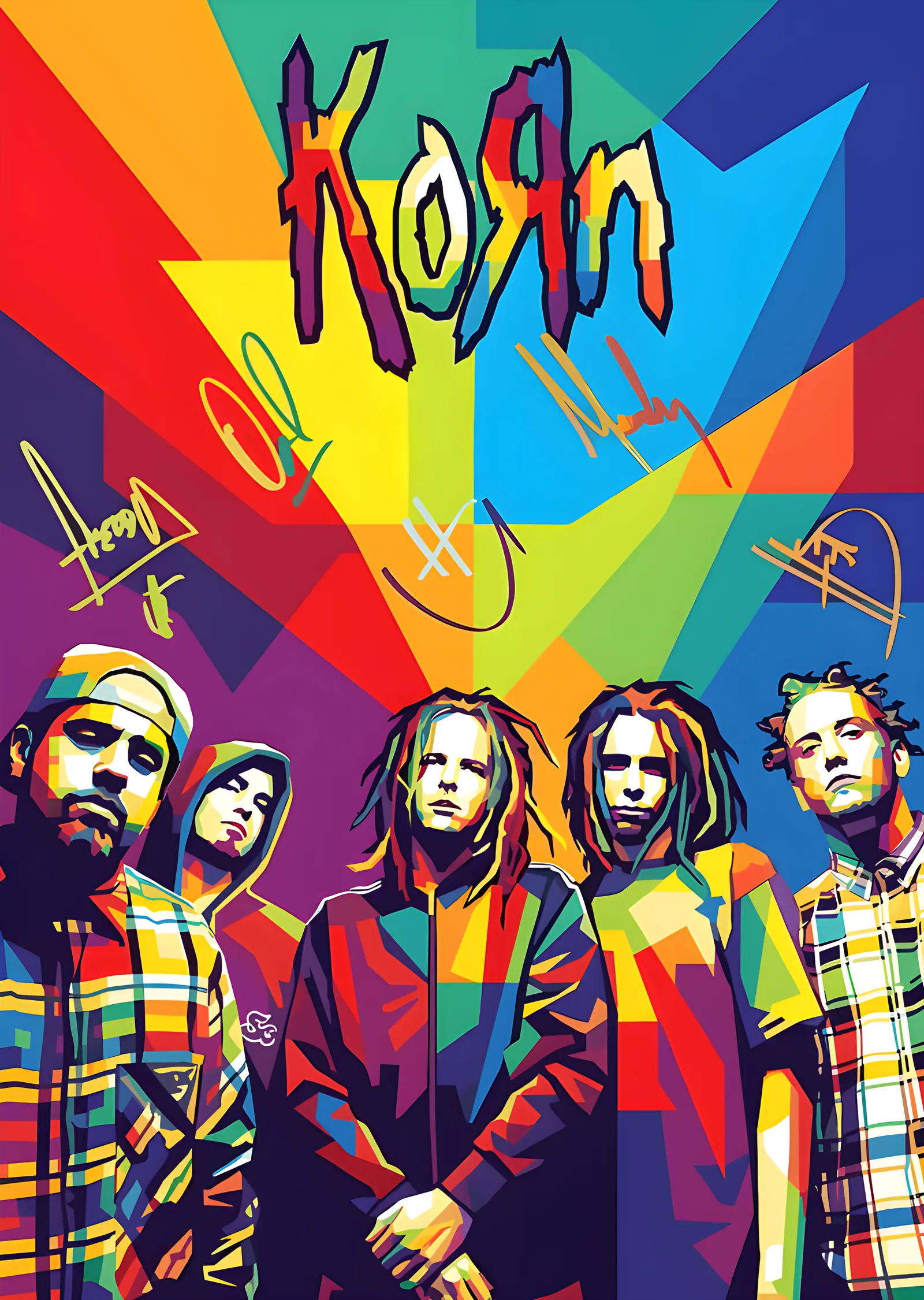 Korn - Gökkuşağı Renkli Grup Portresi metal tablo