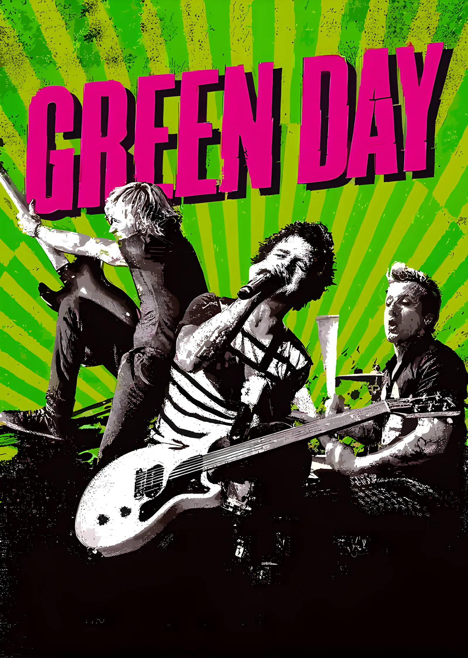 Green Day - Yeşil Işınlı Sahne Karesi metal tablo